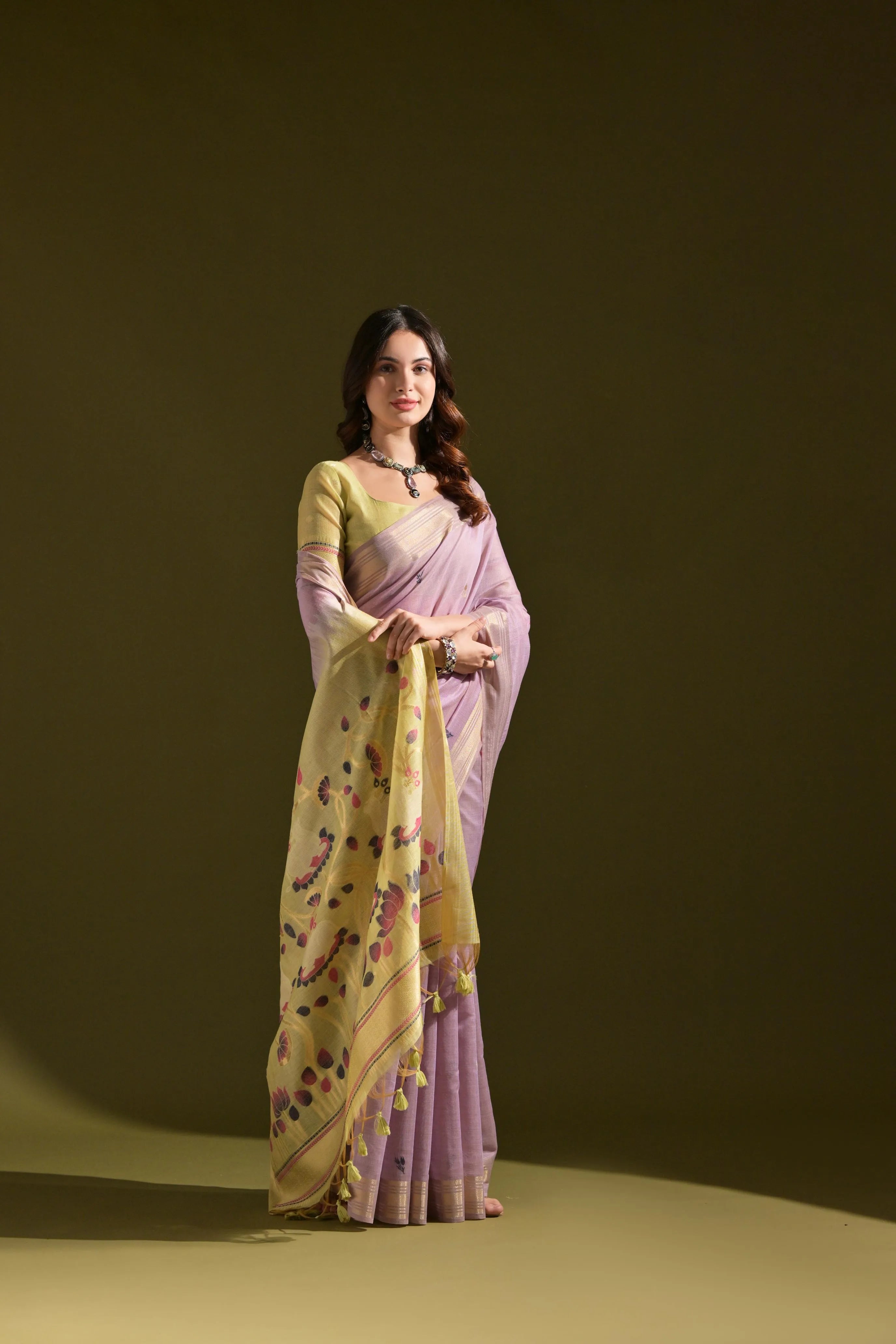 Traditional Pichwai Weave Muga Cotton Saree