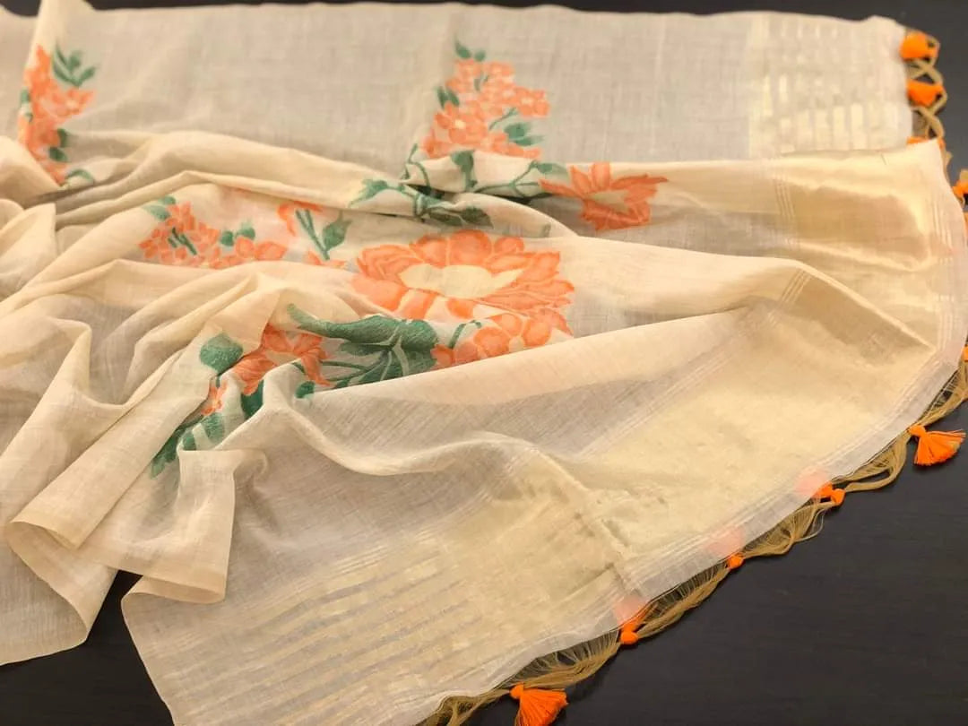 Soft Muga Silk Floral Saree