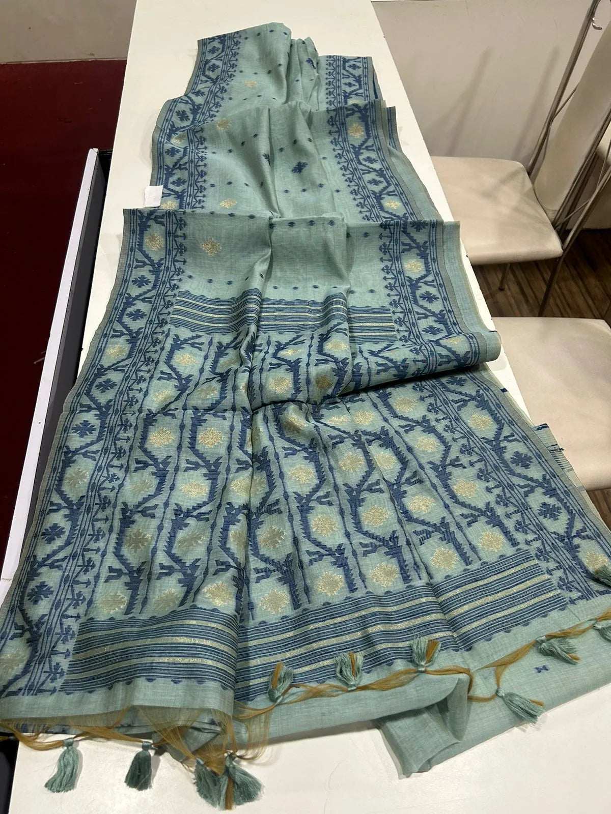 Soft Muga Cotton Jamdani Weave Saree