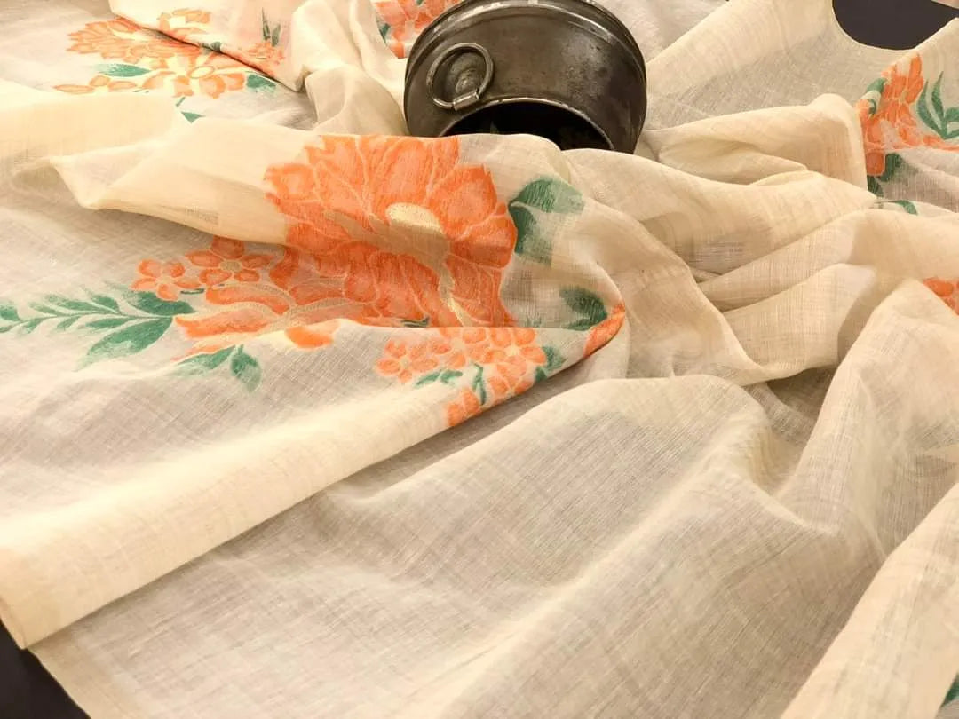 Soft Muga Silk Floral Saree