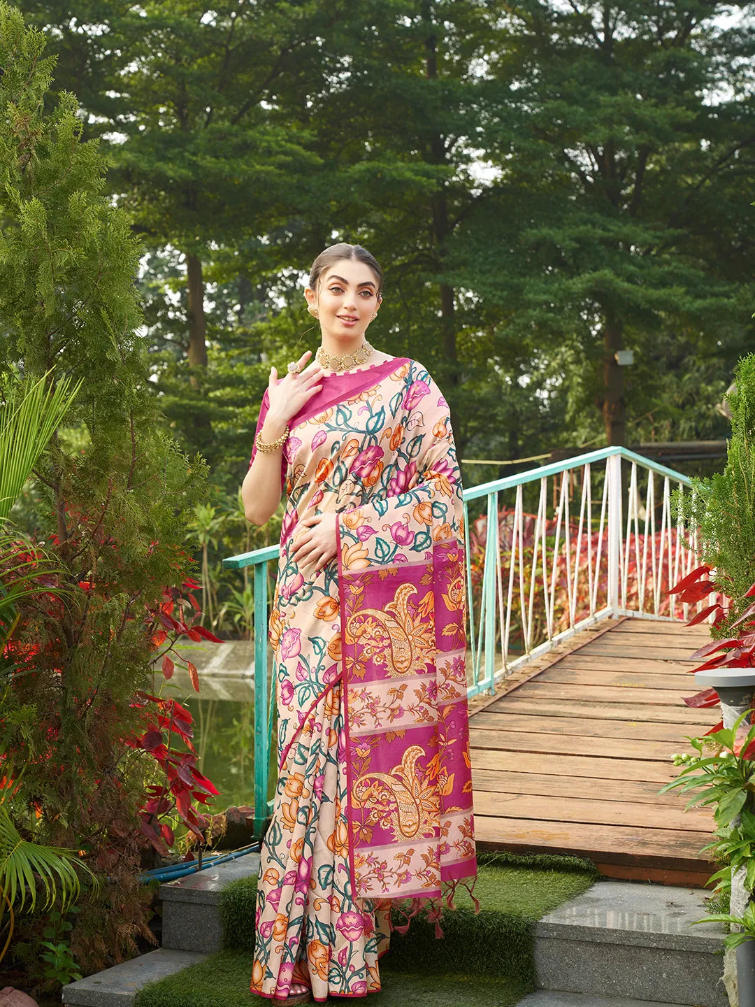 Soft Tussar Silk Kalamkari Printed Saree