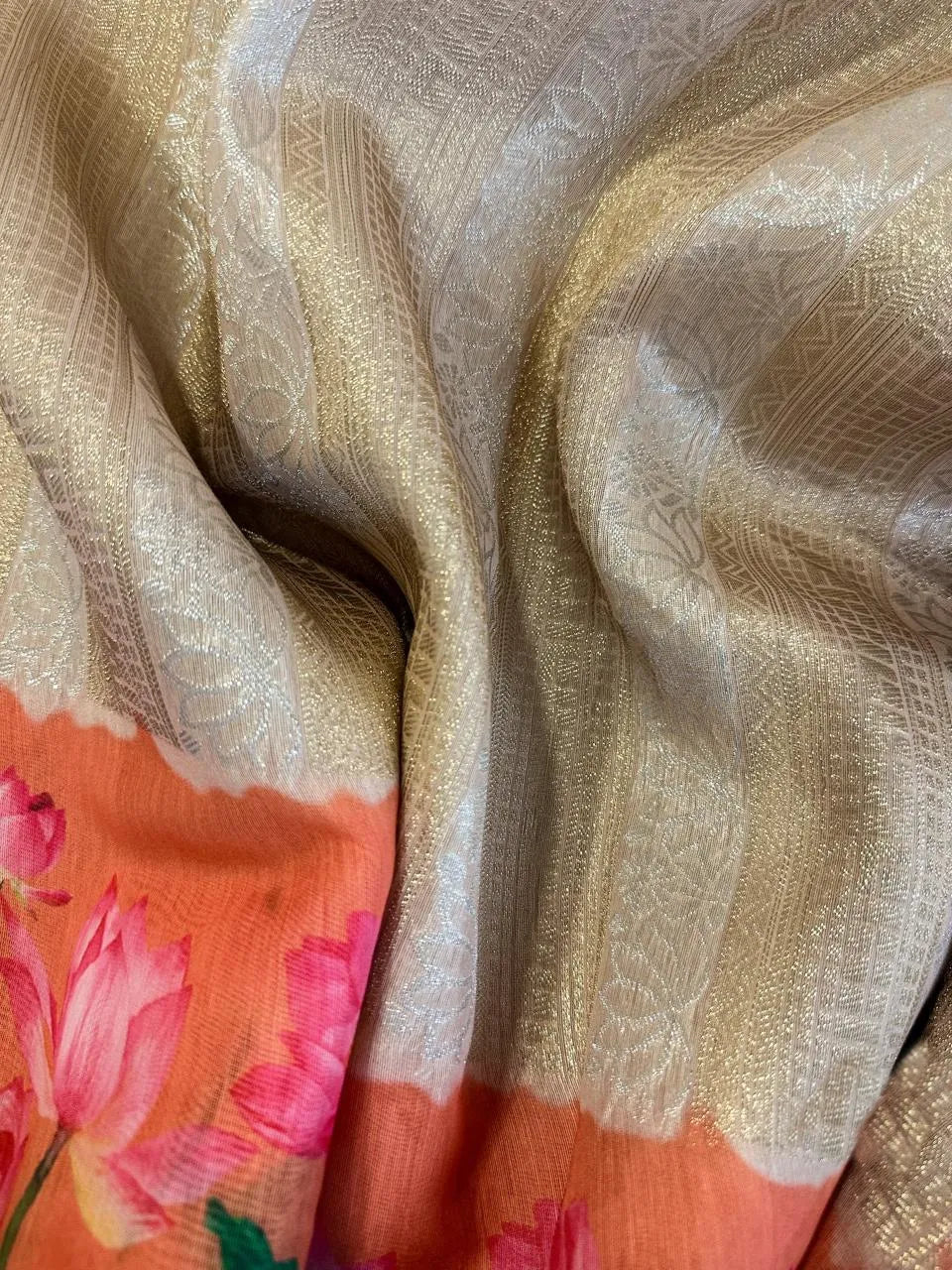 Soft Silk Lotus Pichwai Printed Saree