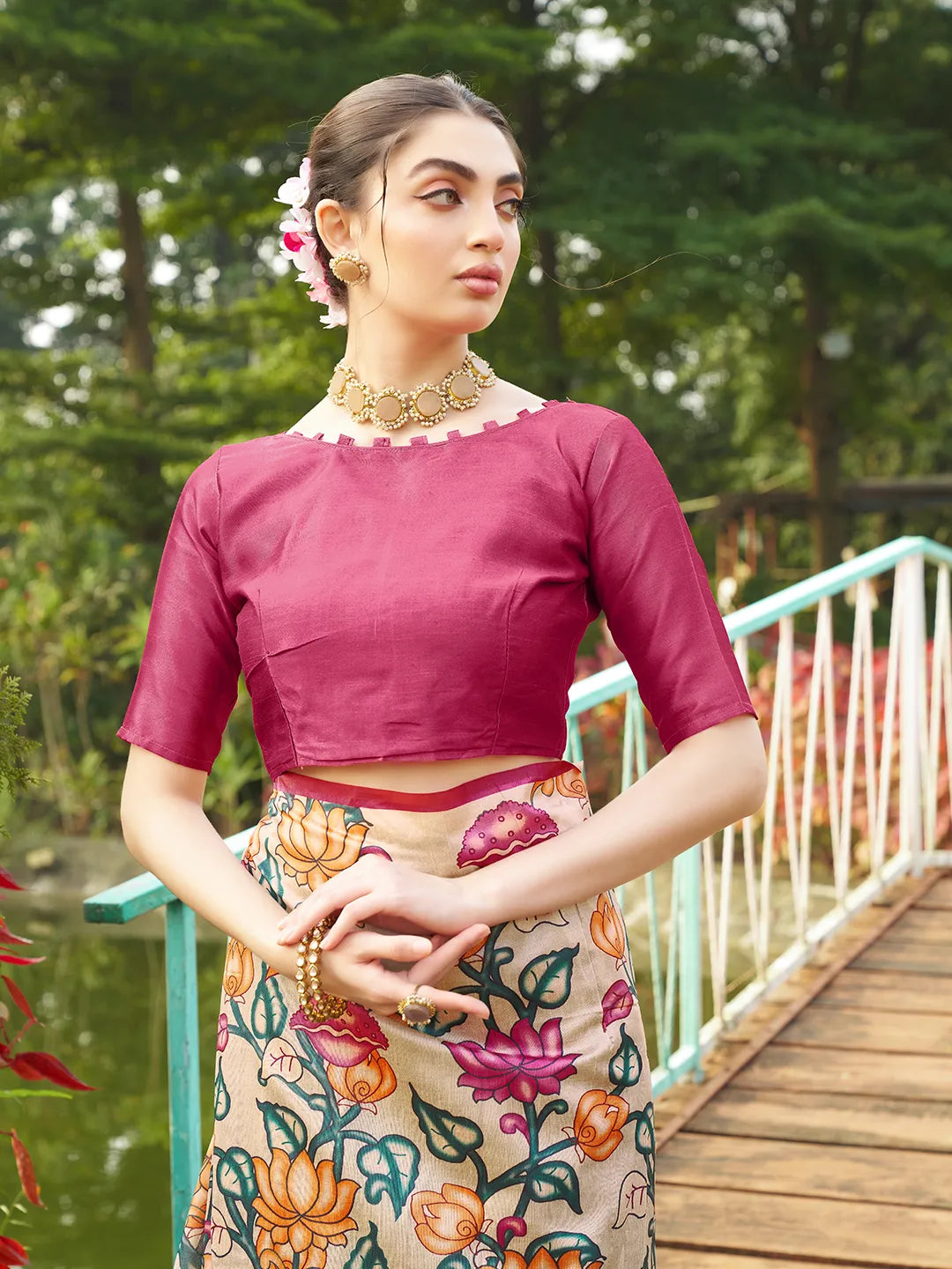 Soft Tussar Silk Kalamkari Printed Saree