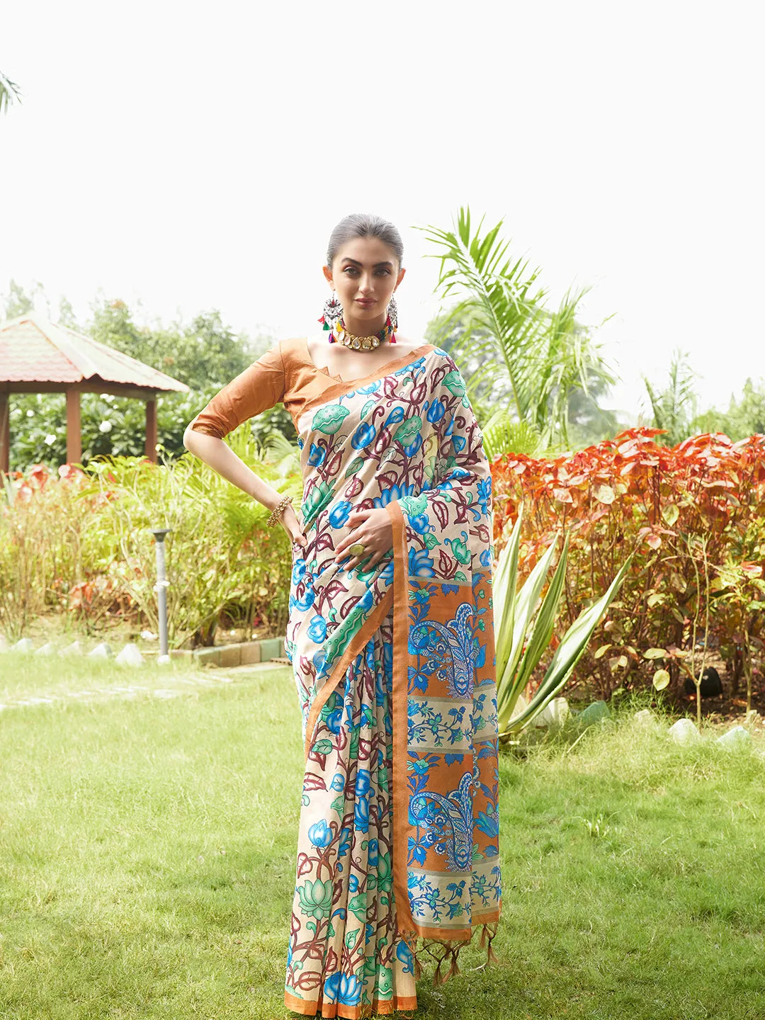 Soft Tussar Silk Kalamkari Printed Saree