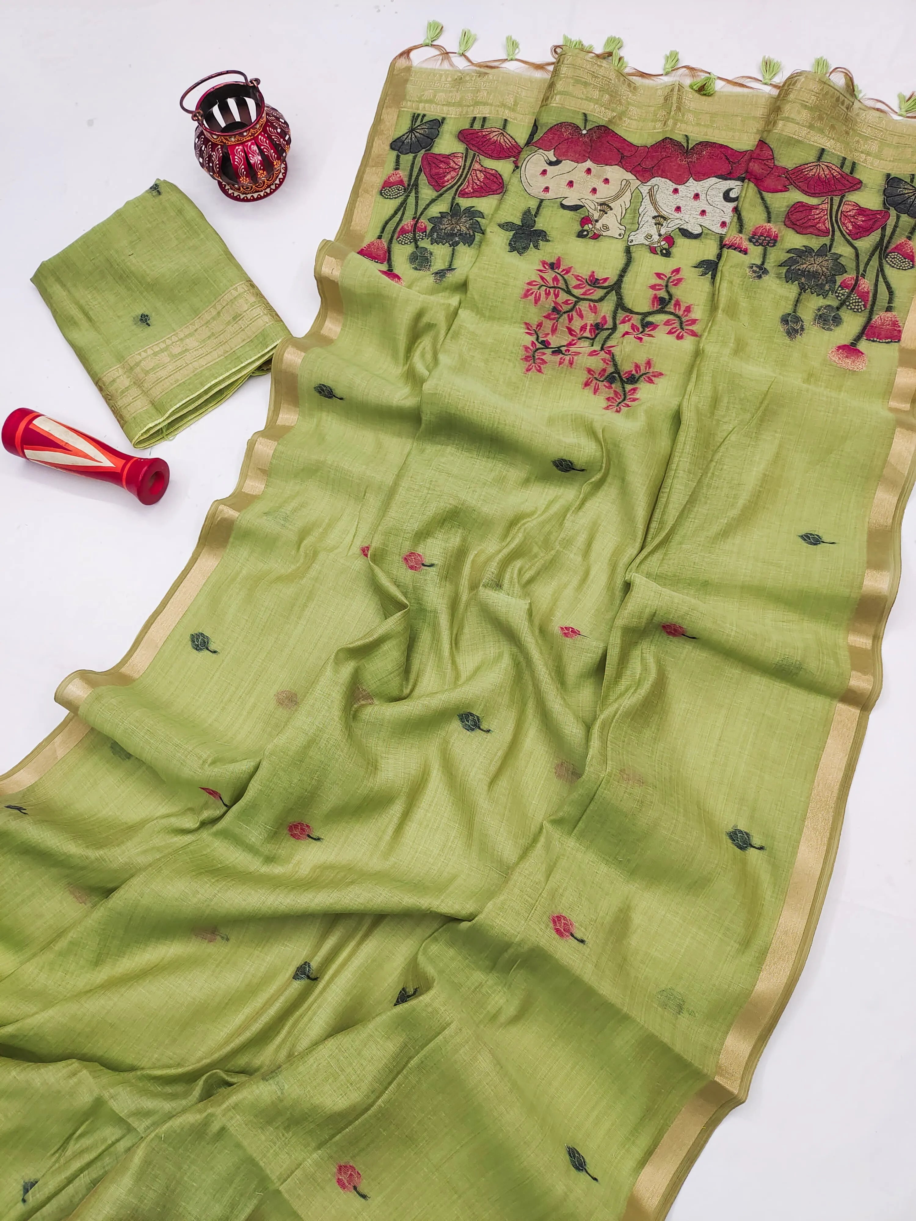 Soft Muga Cotton Pichwai Pallu Saree