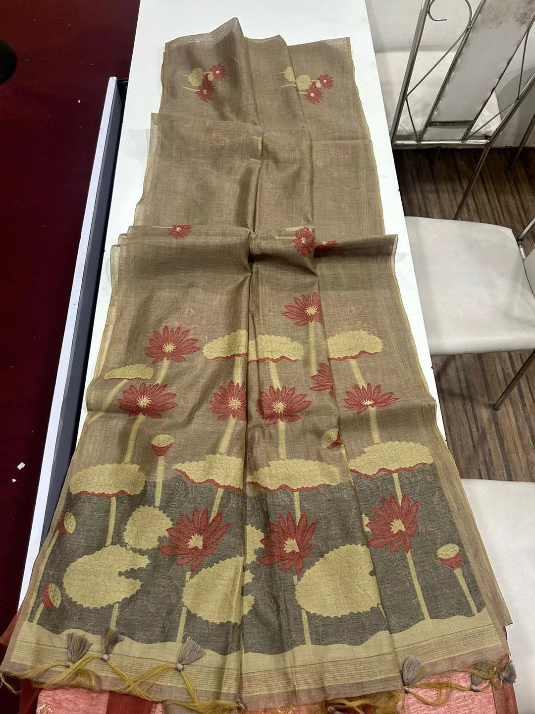 Premium Soft Pichwai Pallu Muga Cotton Saree