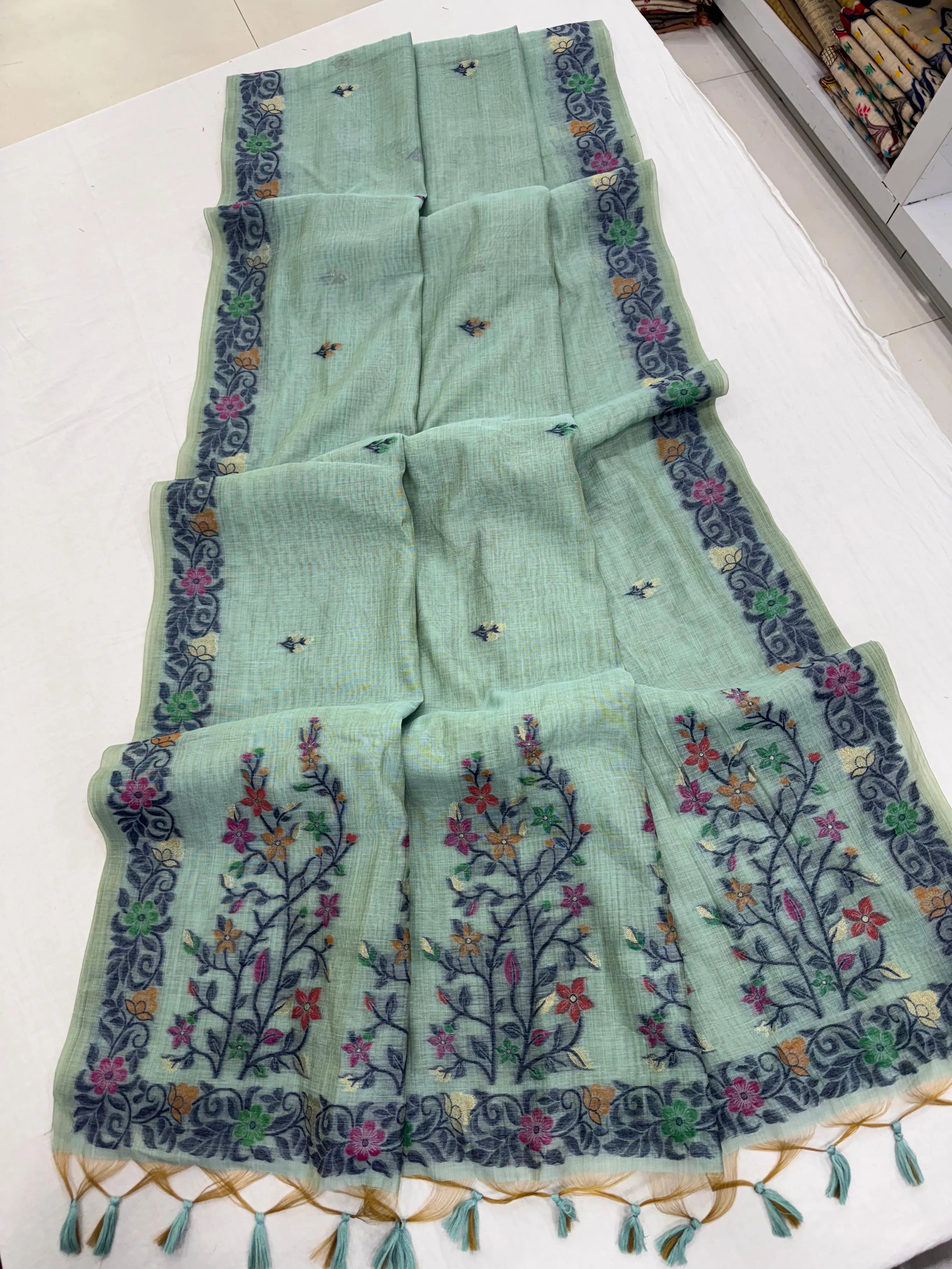 Soft Jamdani Muga Cotton Saree