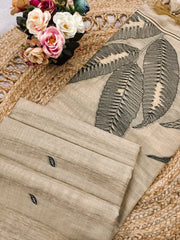 Ghicha Cotton Resham Leaf Weaving Saree