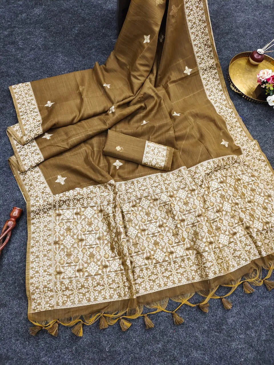 Premium Chanderi Cotton Traditional Jamdani Saree