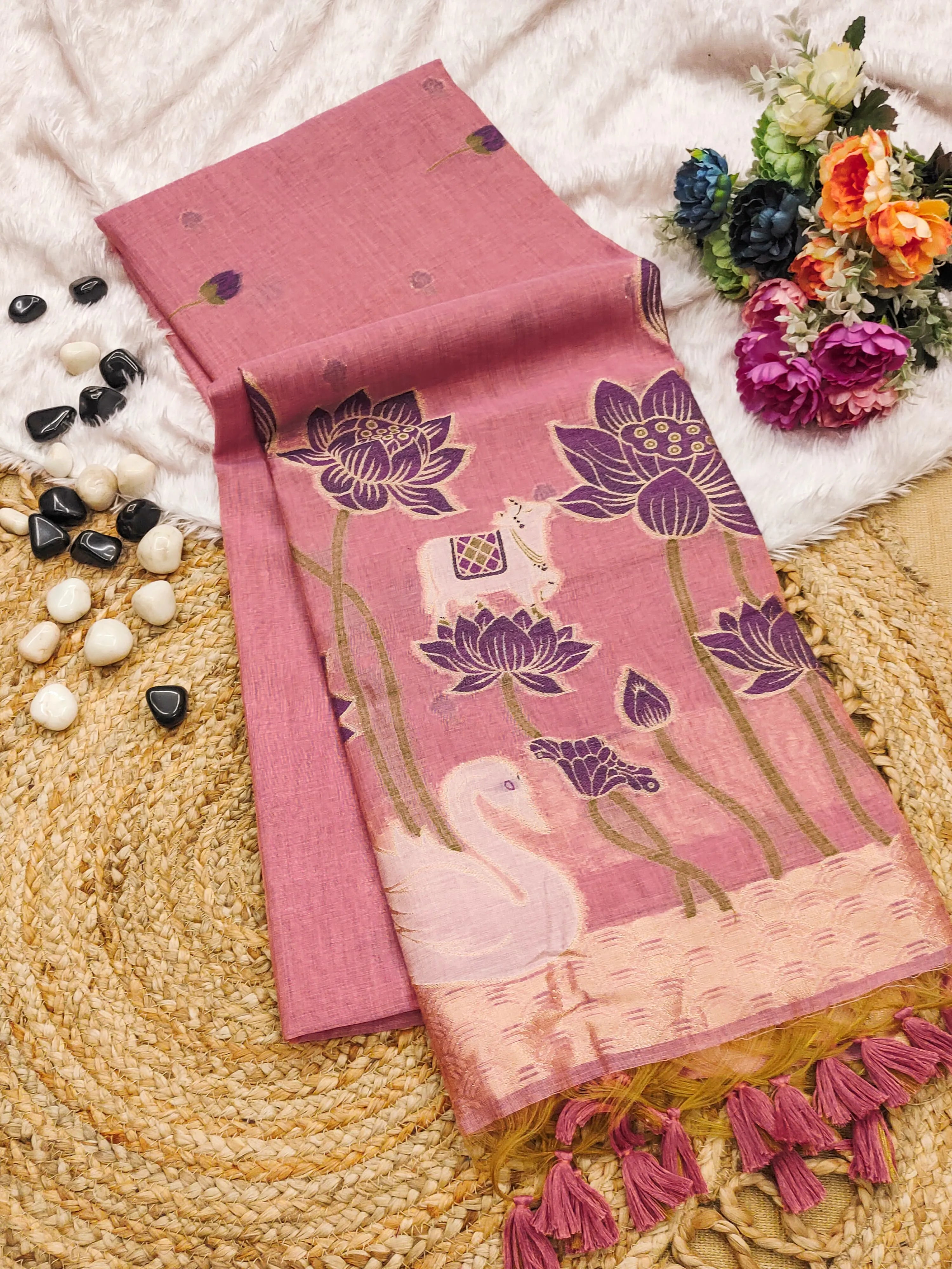 Soft Muga Cotton Colorful Reshami Weaving Saree