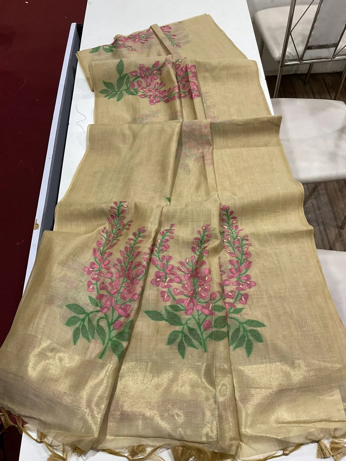 Classic Muga Cotton Floral Saree