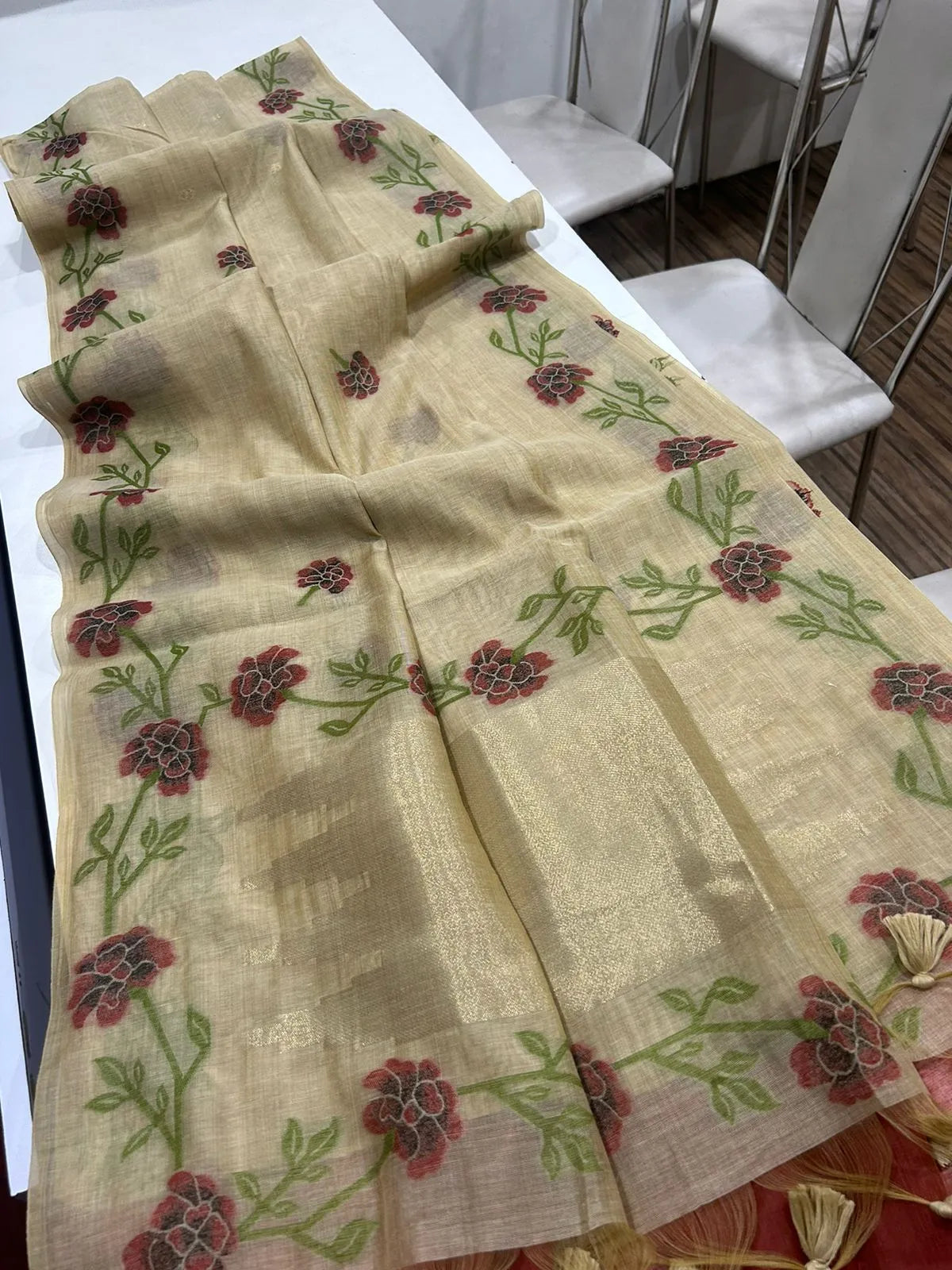 Premium Soft Muga Silk Jamdani Saree