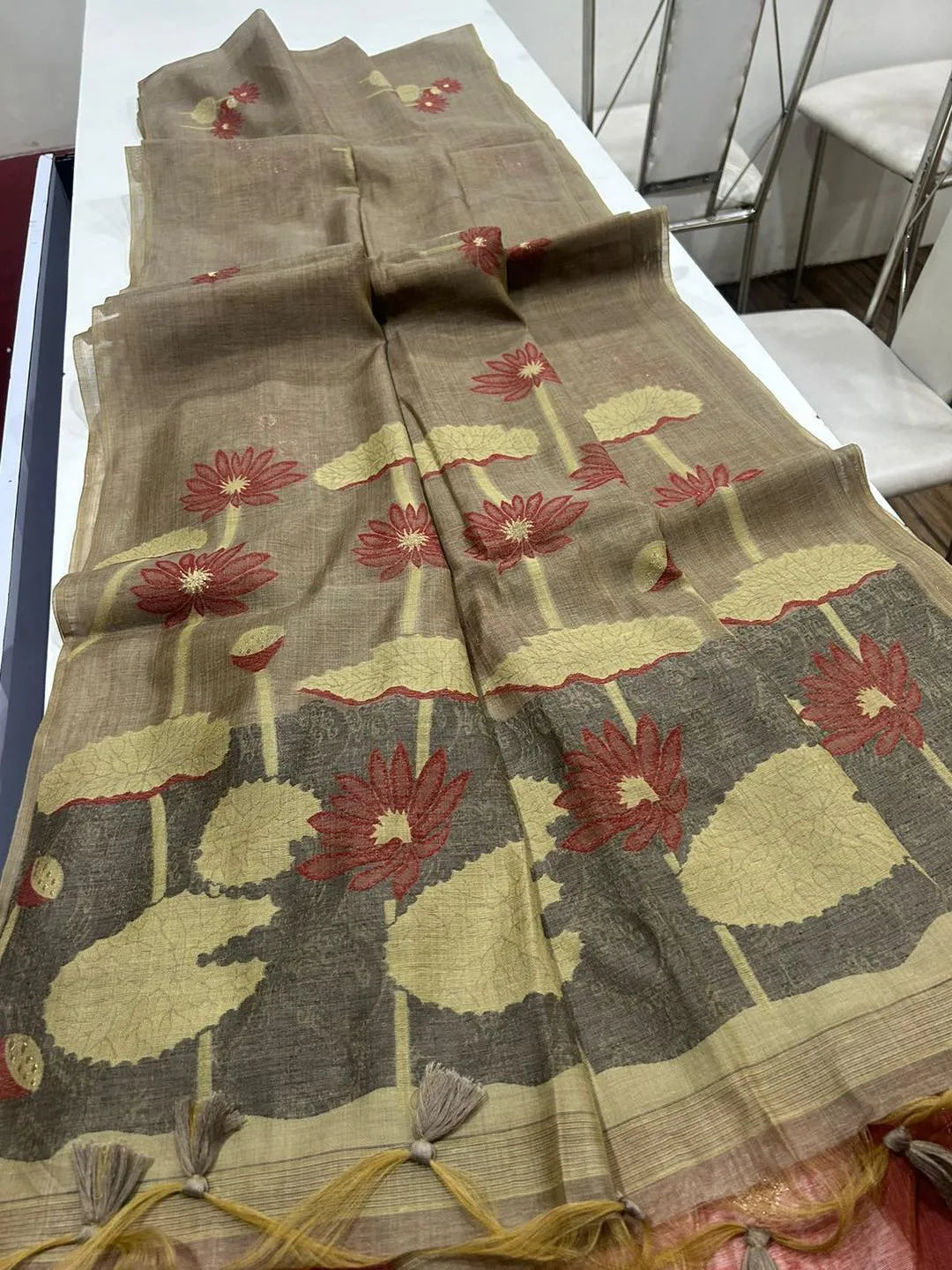 Premium Soft Pichwai Pallu Muga Cotton Saree