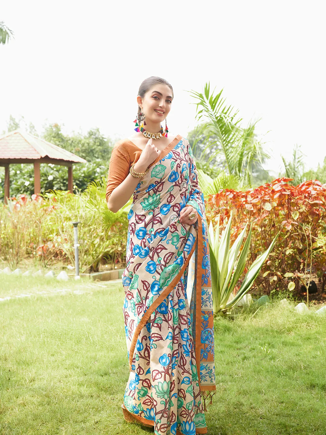 Soft Tussar Silk Kalamkari Printed Saree