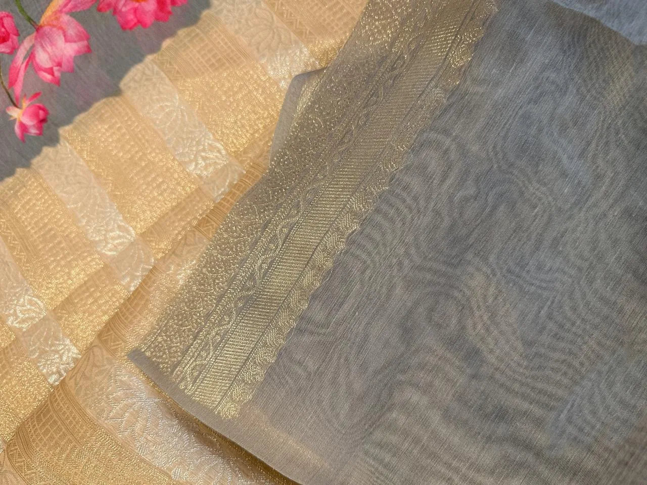 Soft Silk Lotus Pichwai Printed Saree