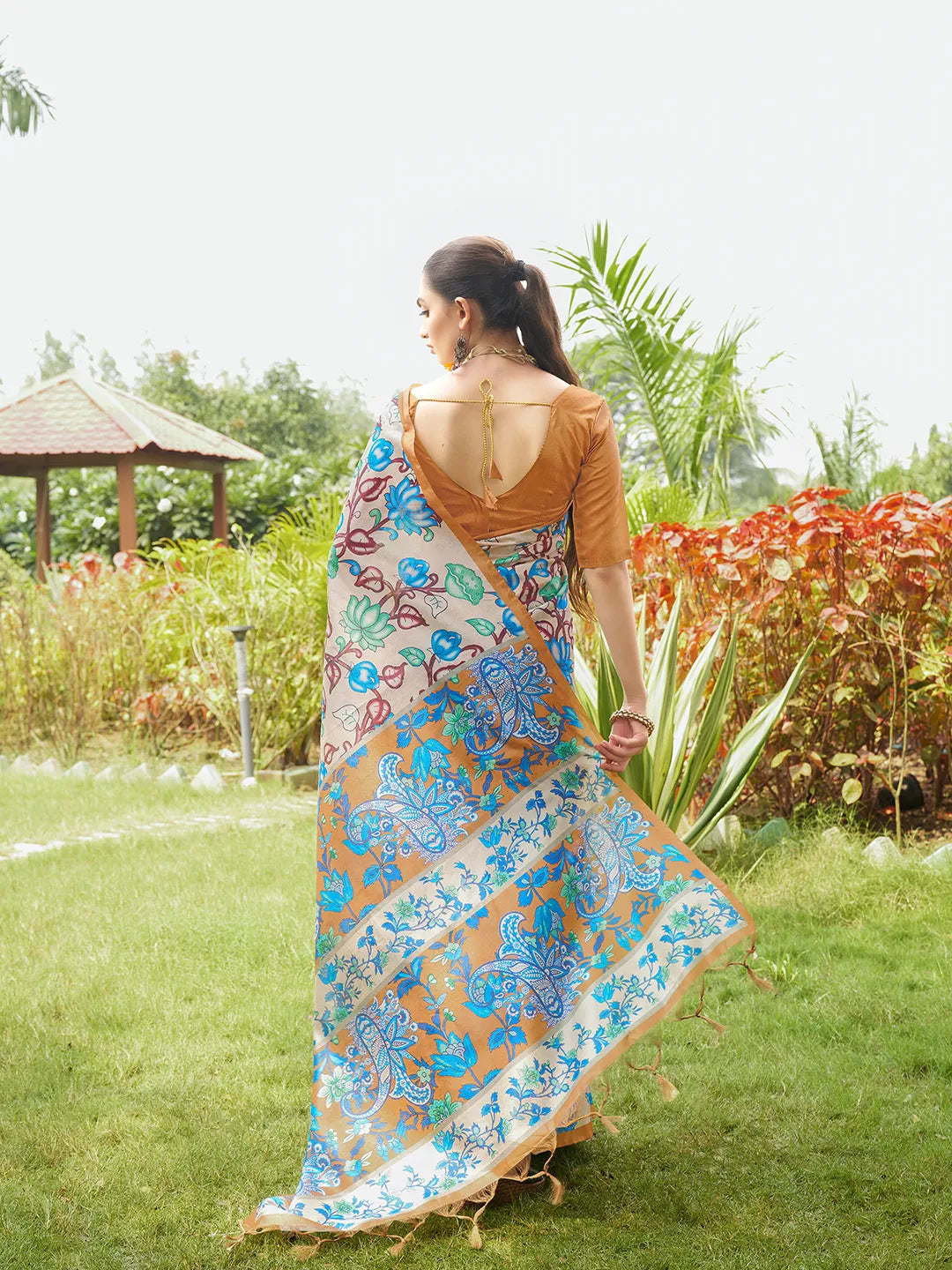 Soft Tussar Silk Kalamkari Printed Saree