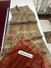 Premium Soft Pichwai Pallu Muga Cotton Saree
