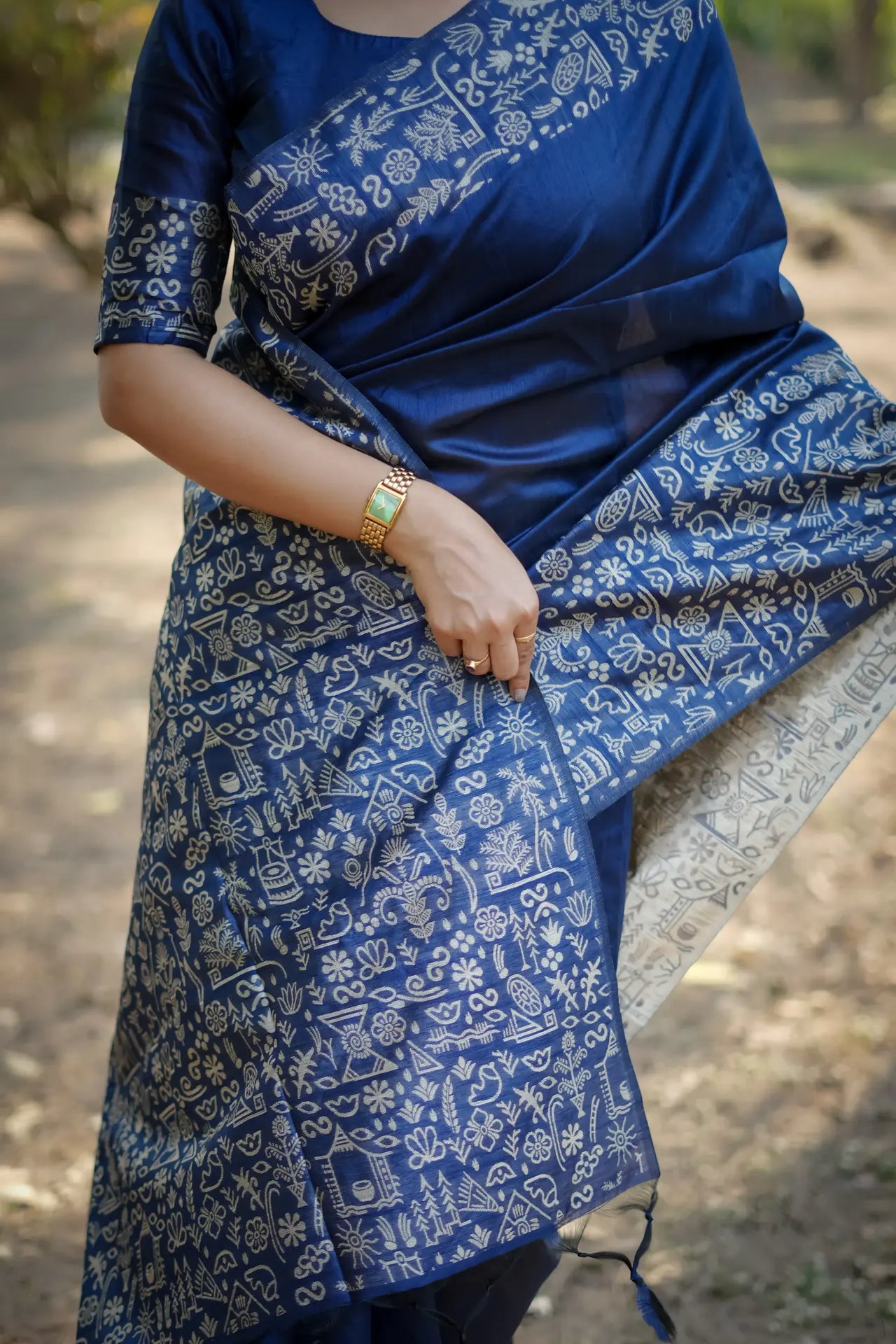 Handloom Tussar Silk Printed Saree