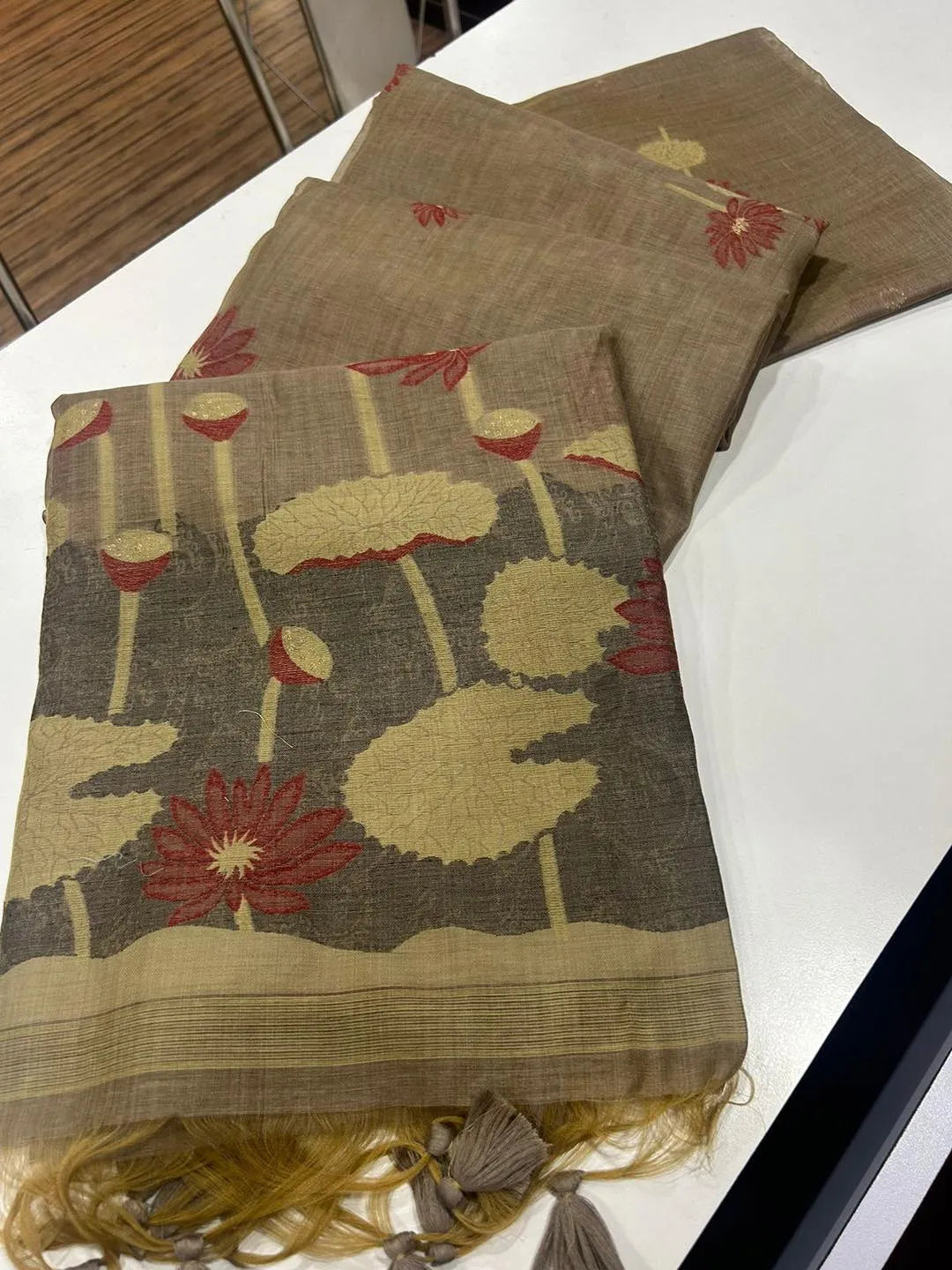 Premium Soft Pichwai Pallu Muga Cotton Saree