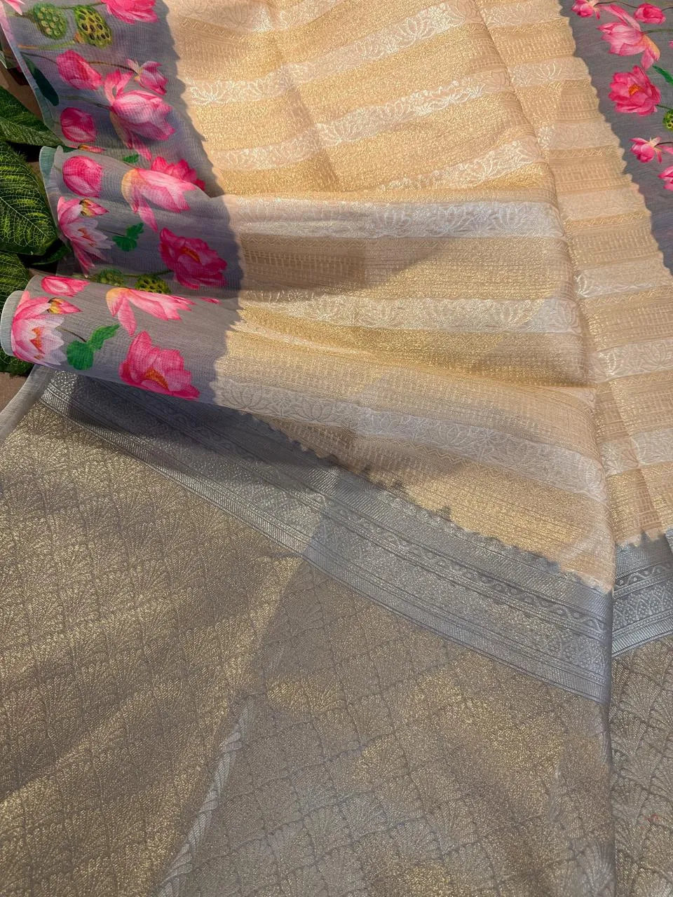 Soft Silk Lotus Pichwai Printed Saree