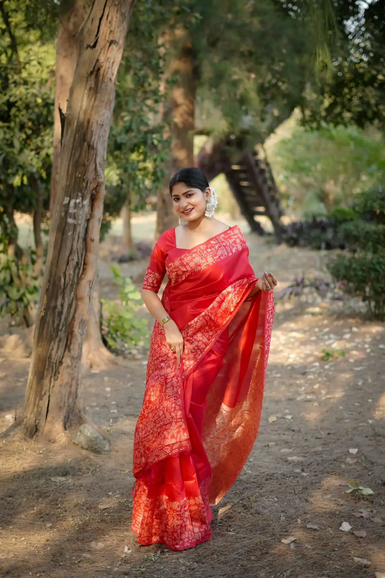 Handloom Tussar Silk Printed Saree