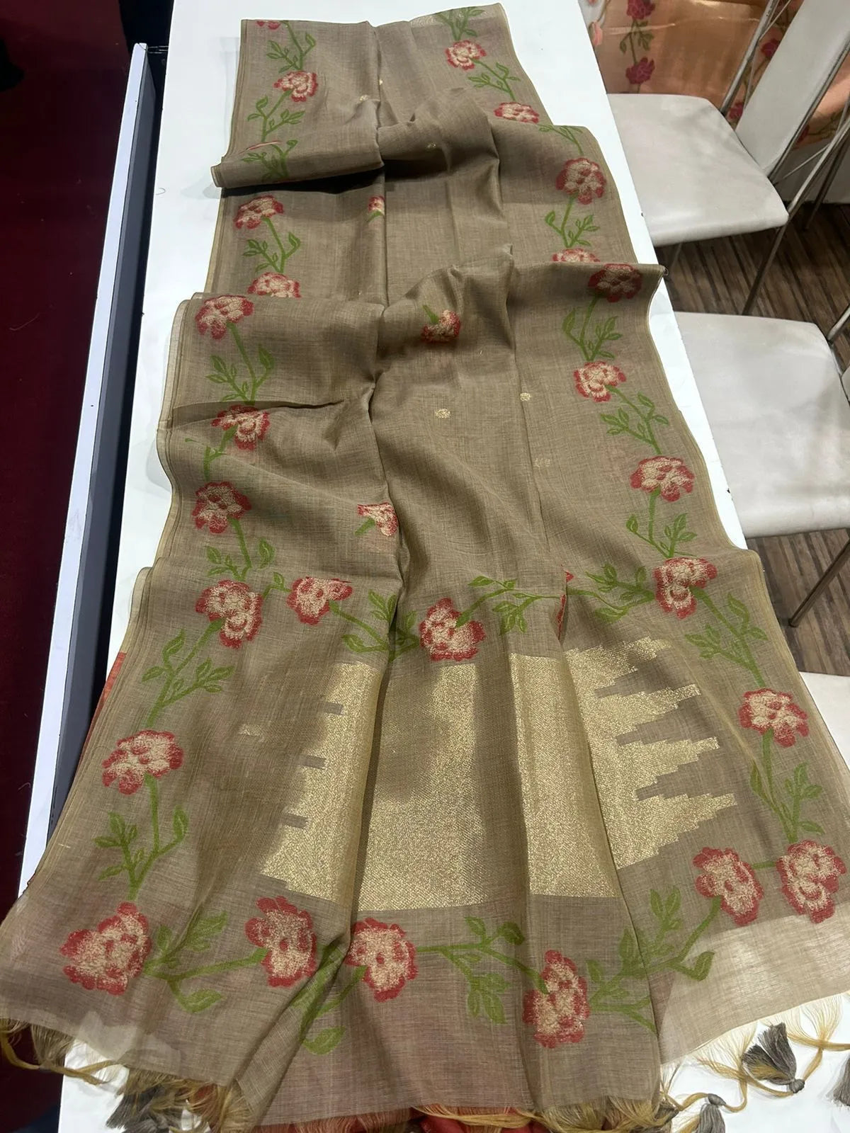 Premium Soft Muga Silk Jamdani Saree