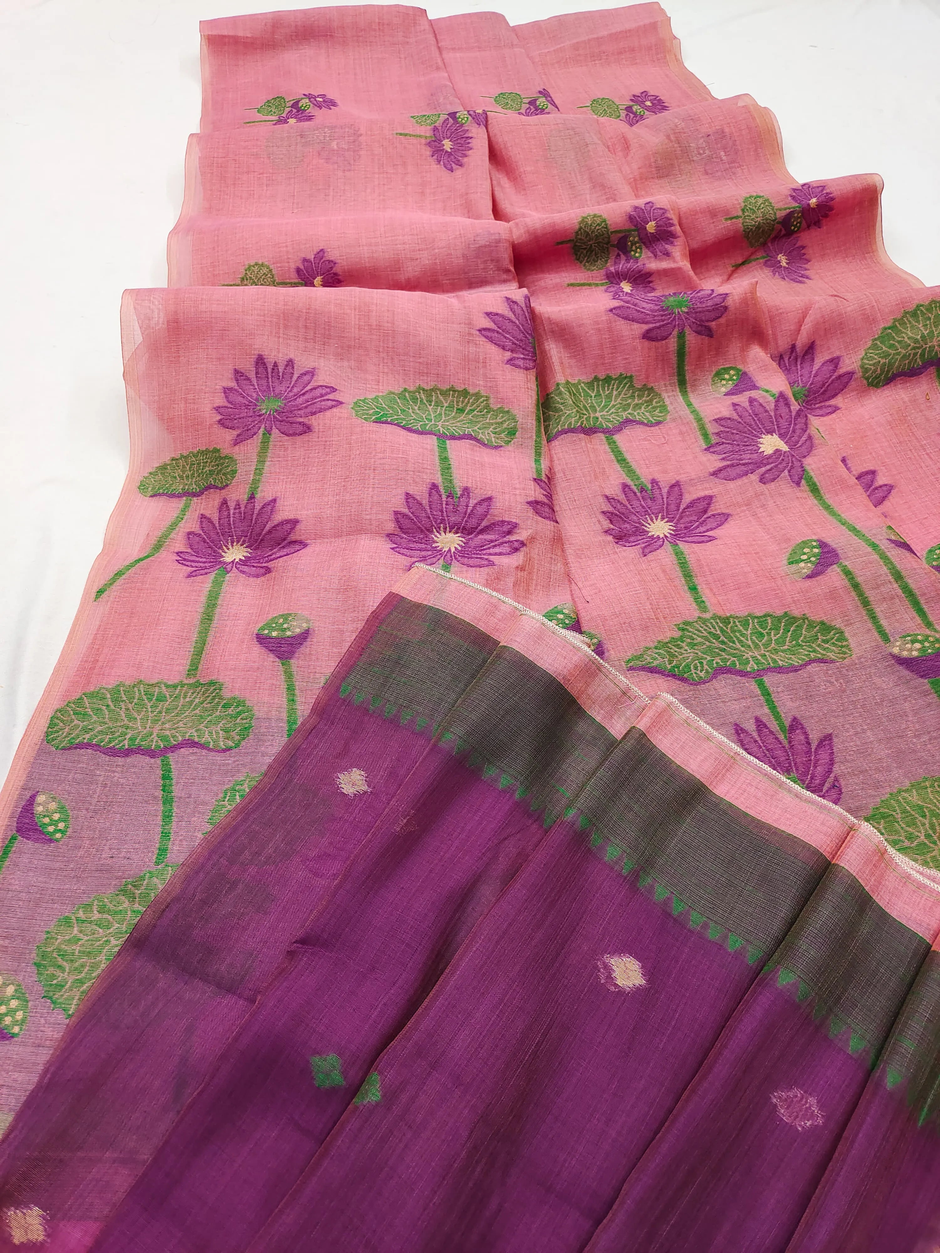 Premium Soft Pichwai Pallu Muga Cotton Saree