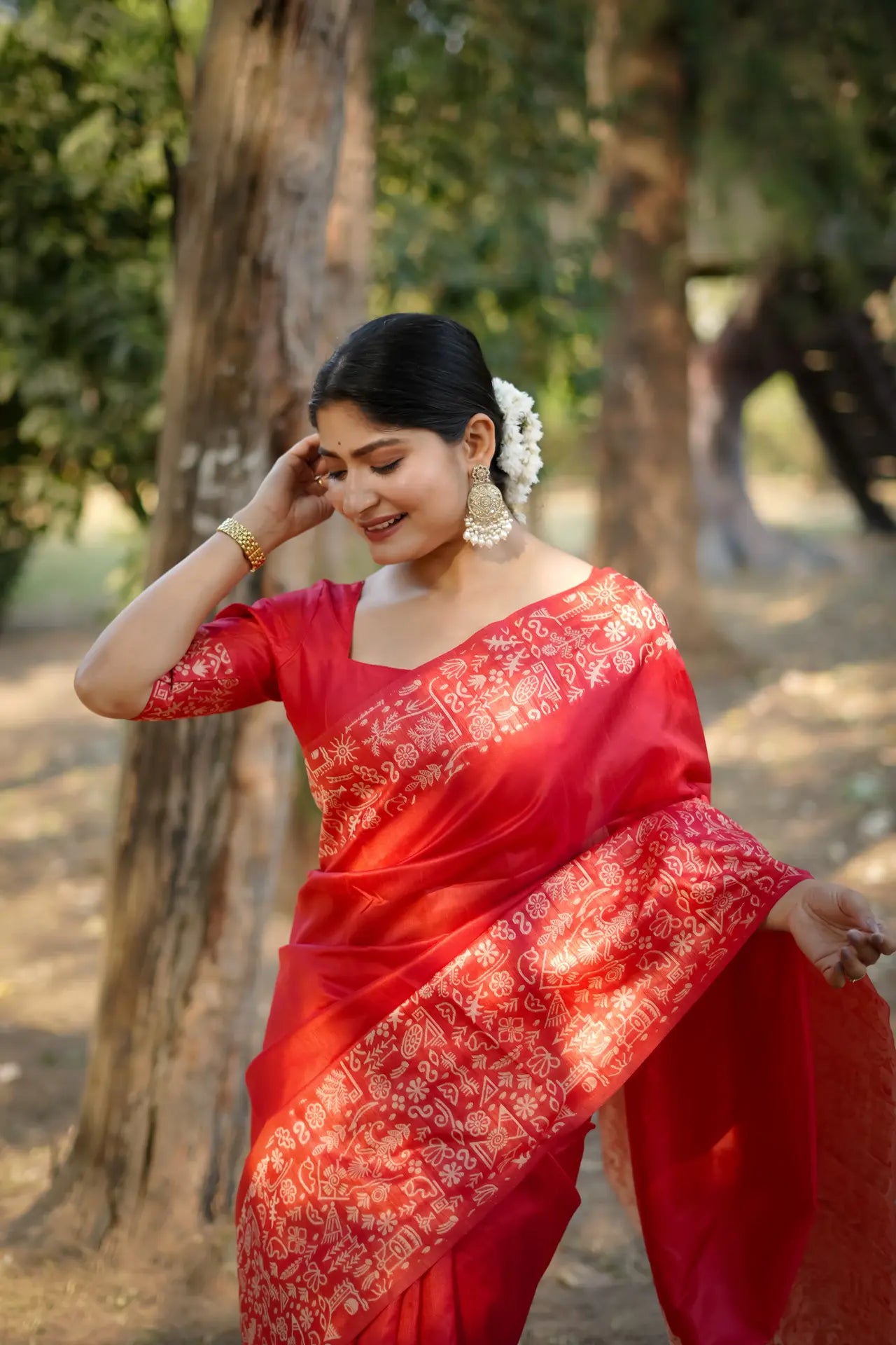 Handloom Tussar Silk Printed Saree
