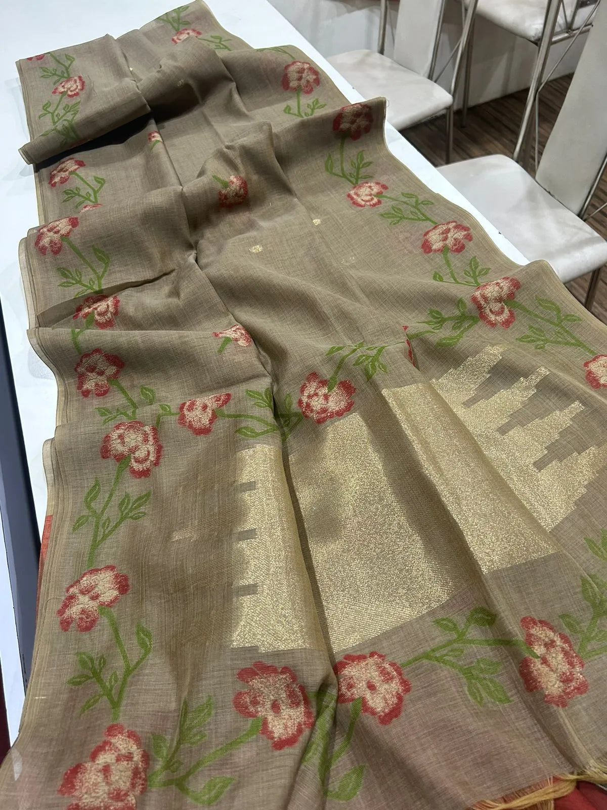 Premium Soft Muga Silk Jamdani Saree
