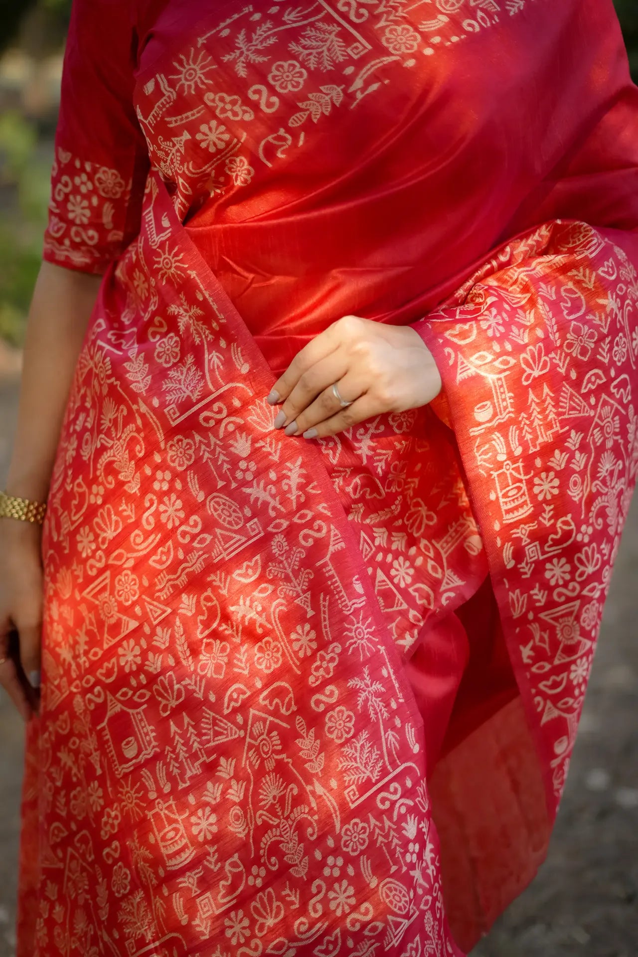 Handloom Tussar Silk Printed Saree