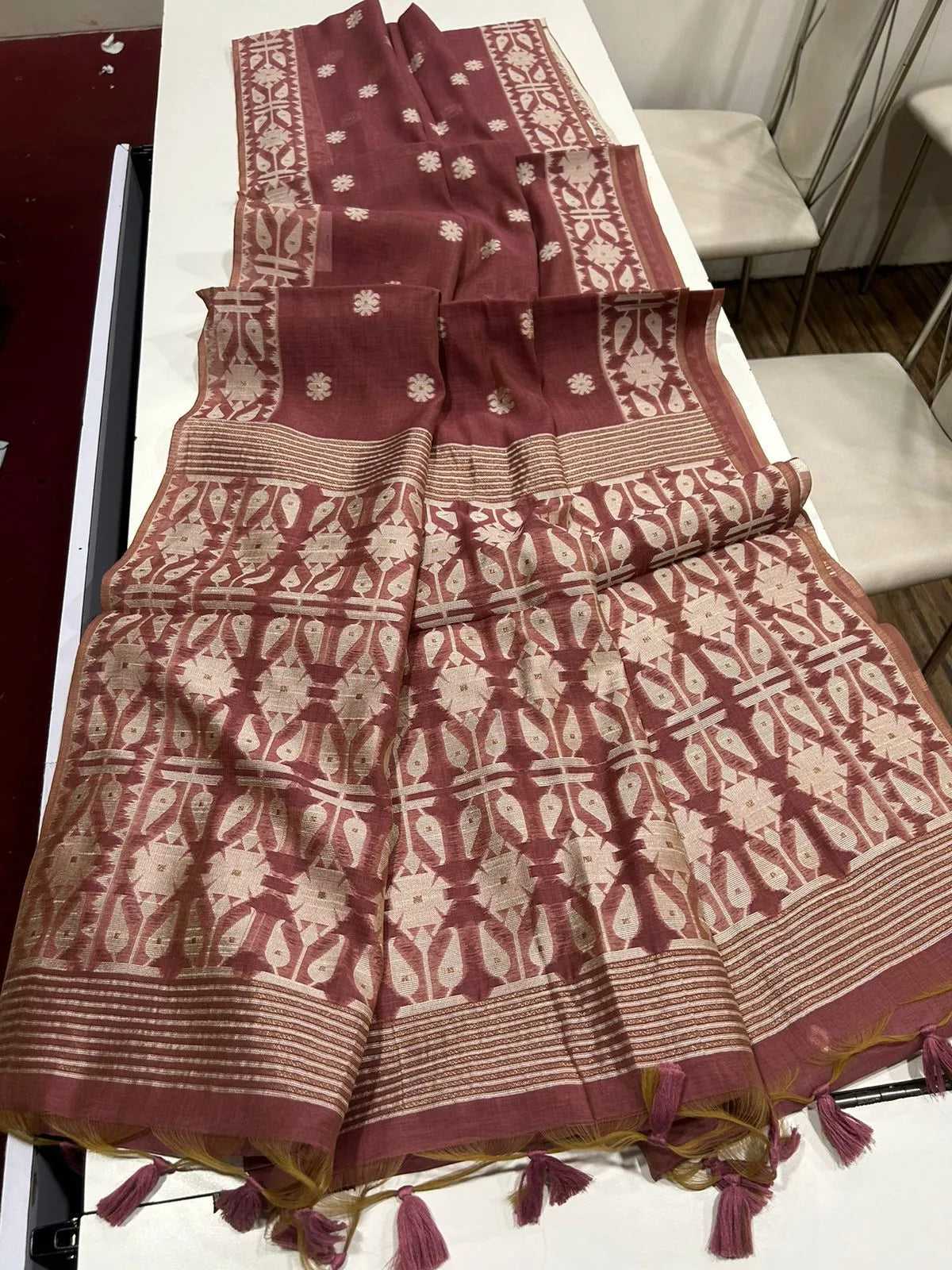 Soft Jamdani Muga Cotton Saree