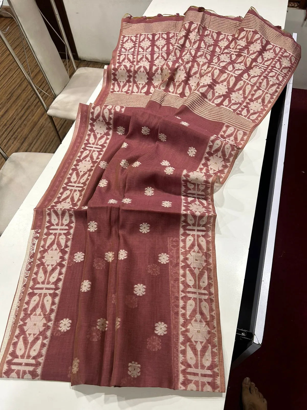 Soft Jamdani Muga Cotton Saree