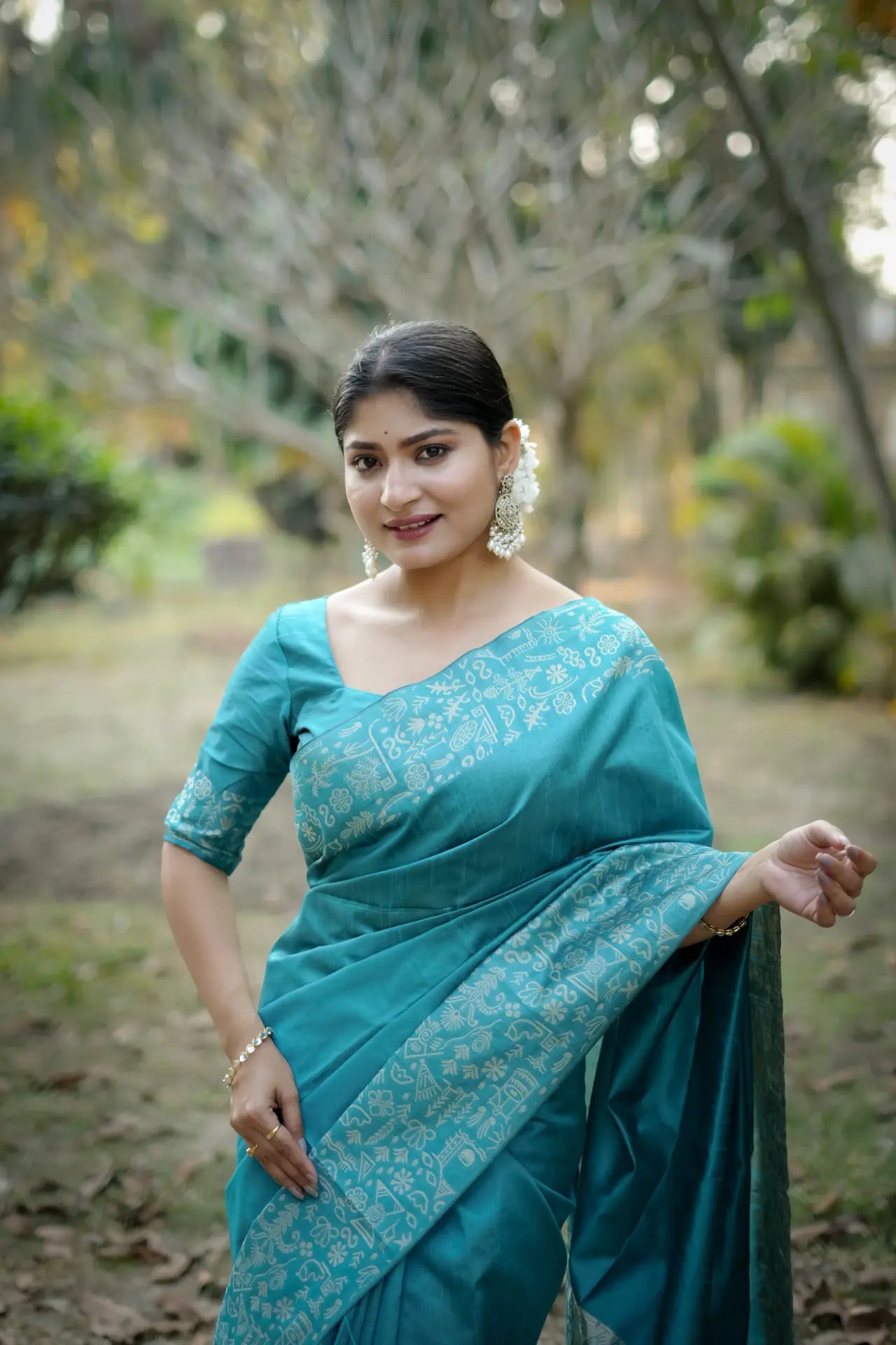 Handloom Tussar Silk Printed Saree