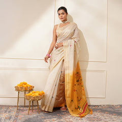 Premium Soft Muga Cotton Colorful Resham Weaving Saree