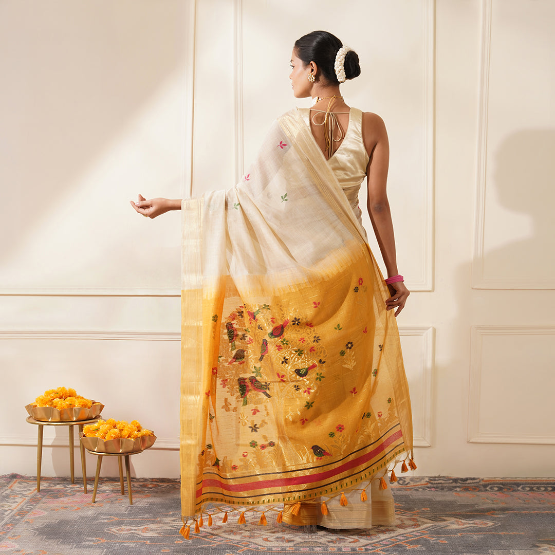 Premium Soft Muga Cotton Colorful Resham Weaving Saree (Product Code: AS-845)