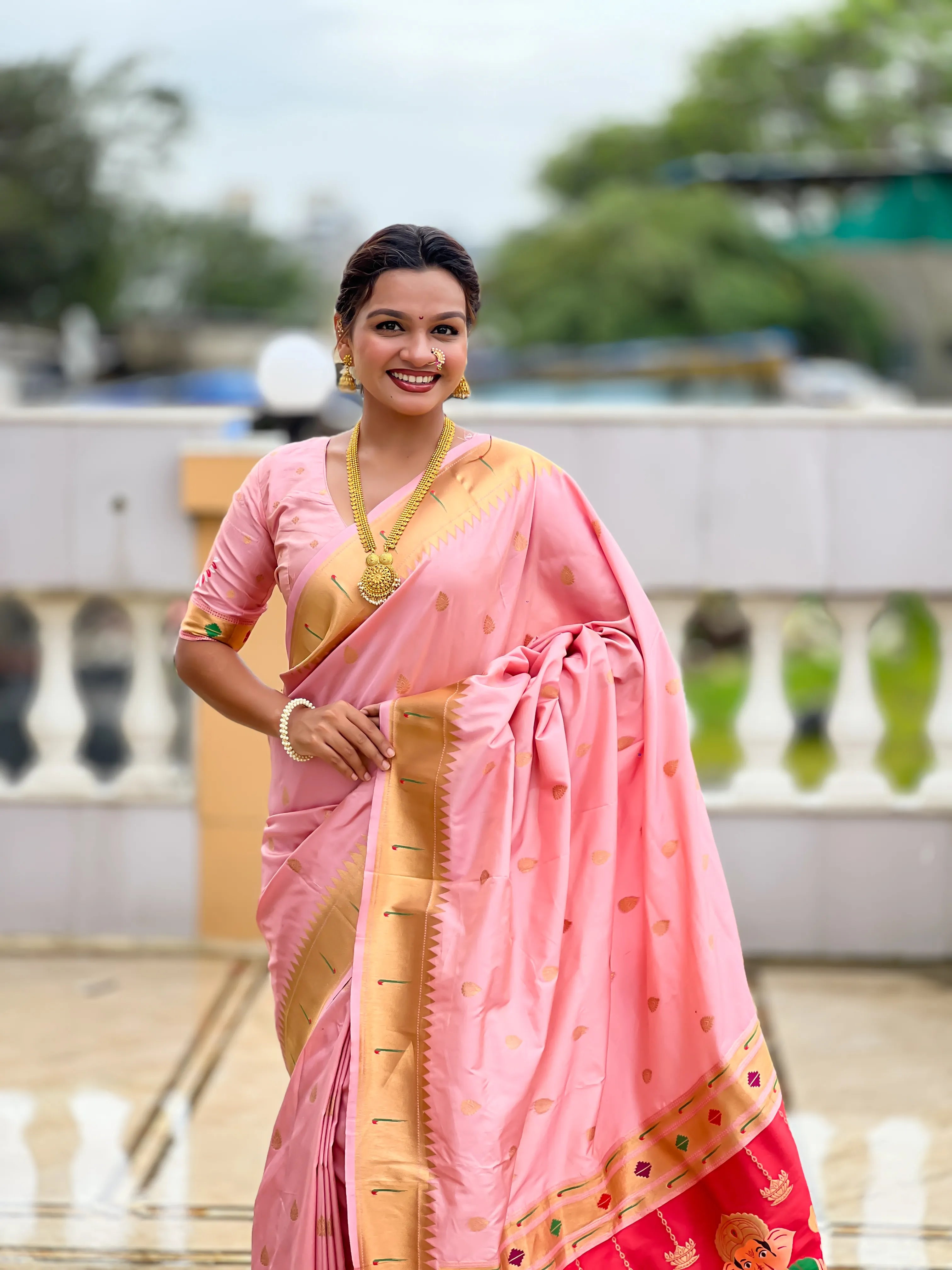 Soft Silk Ganpati Designer Paithani Saree