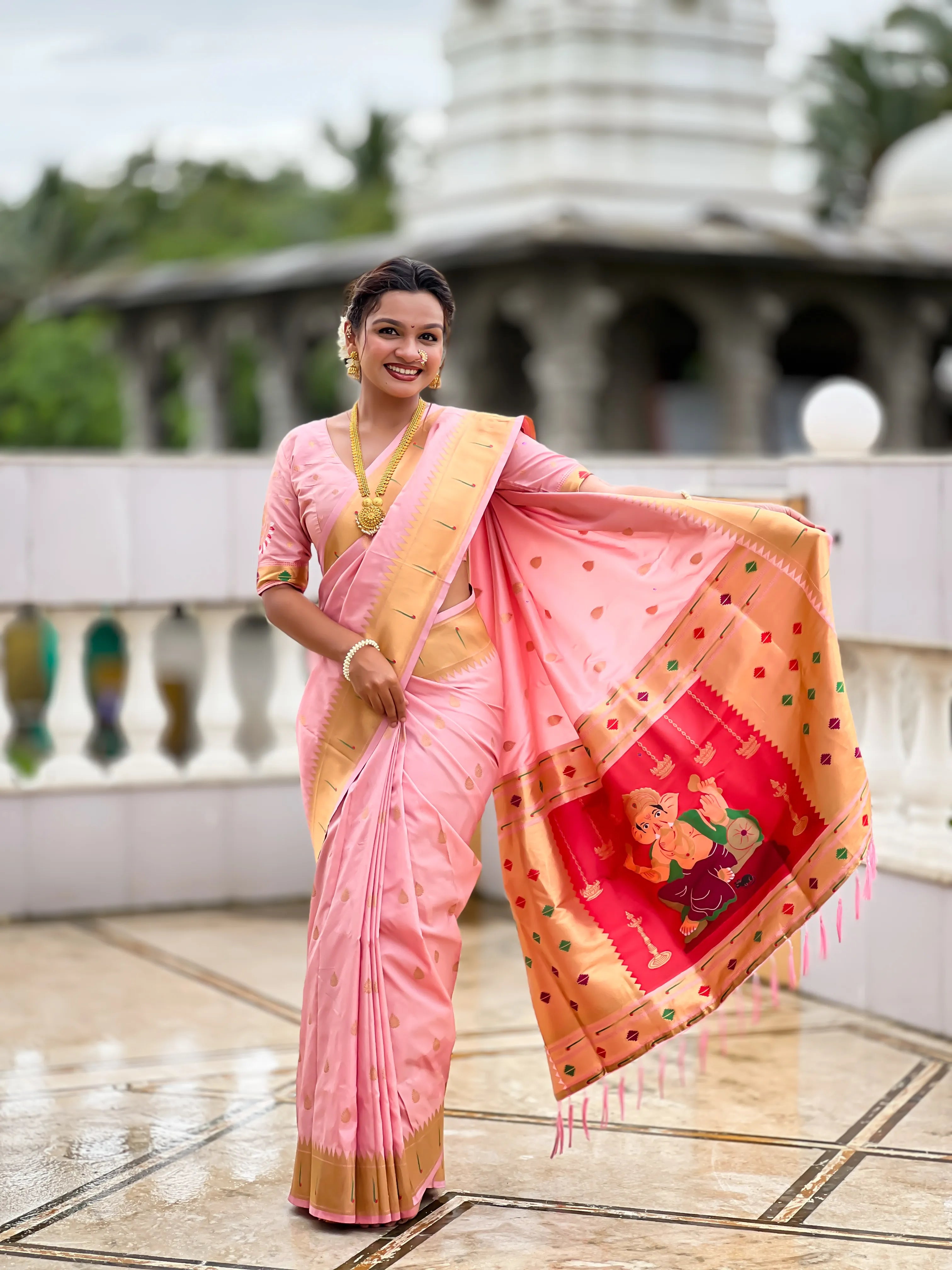 Soft Silk Ganpati Designer Paithani Saree