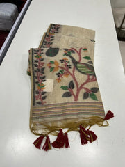 Soft Peacock Design Muga Cotton Saree