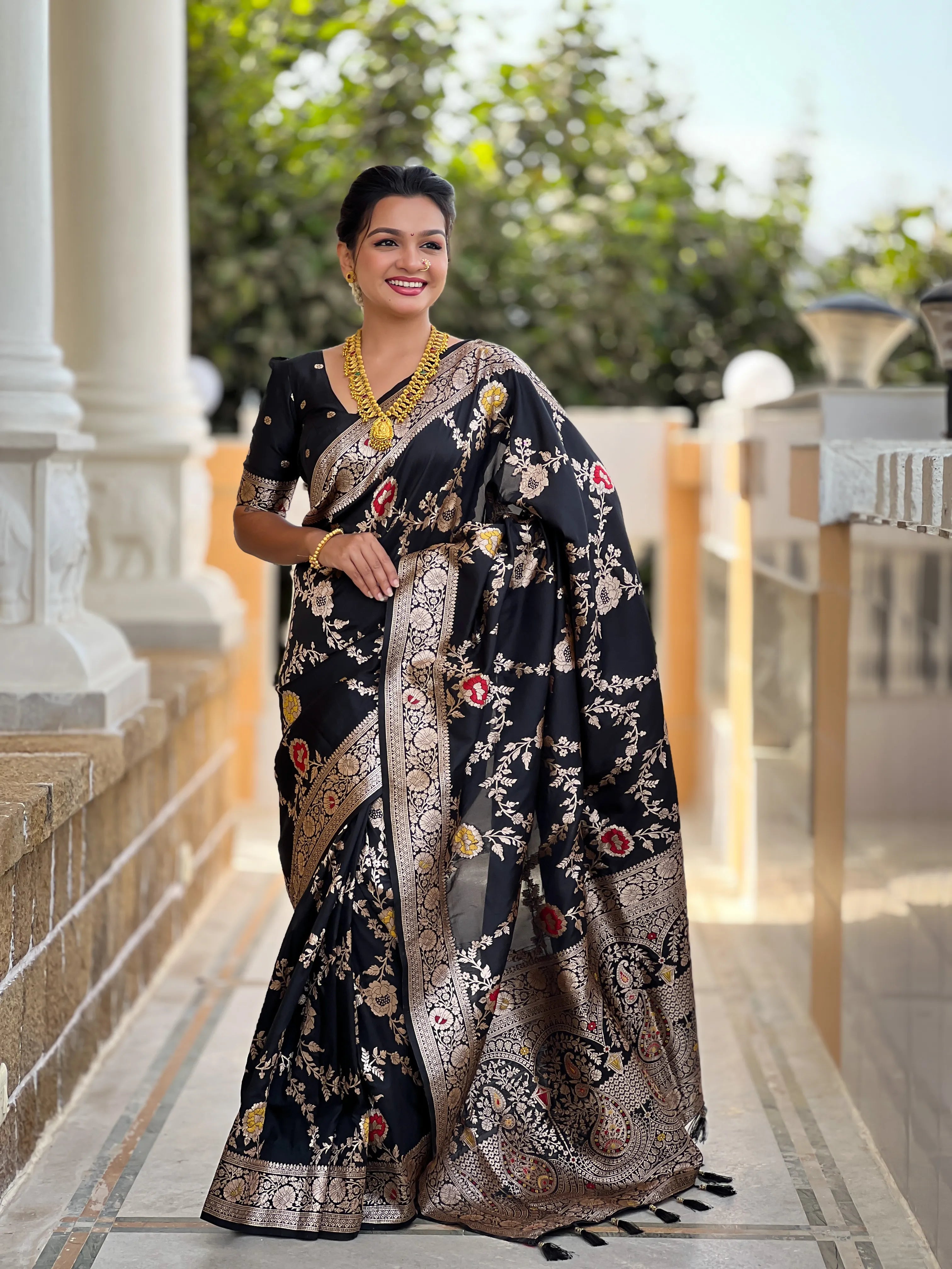 Soft Banarasi Silk Copper Zari Weaving Saree