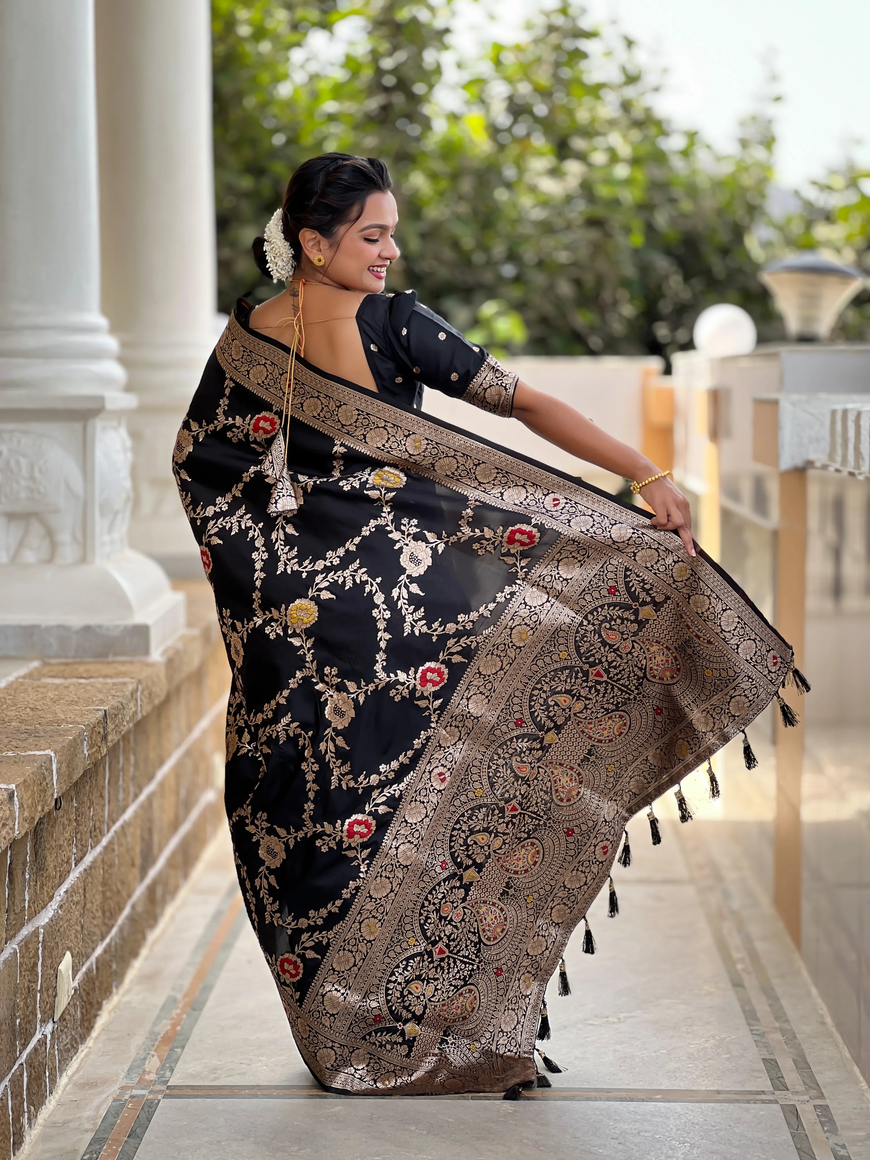 Soft Banarasi Silk Copper Zari Weaving Saree