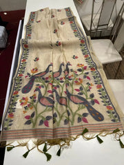 Soft Peacock Design Muga Cotton Saree