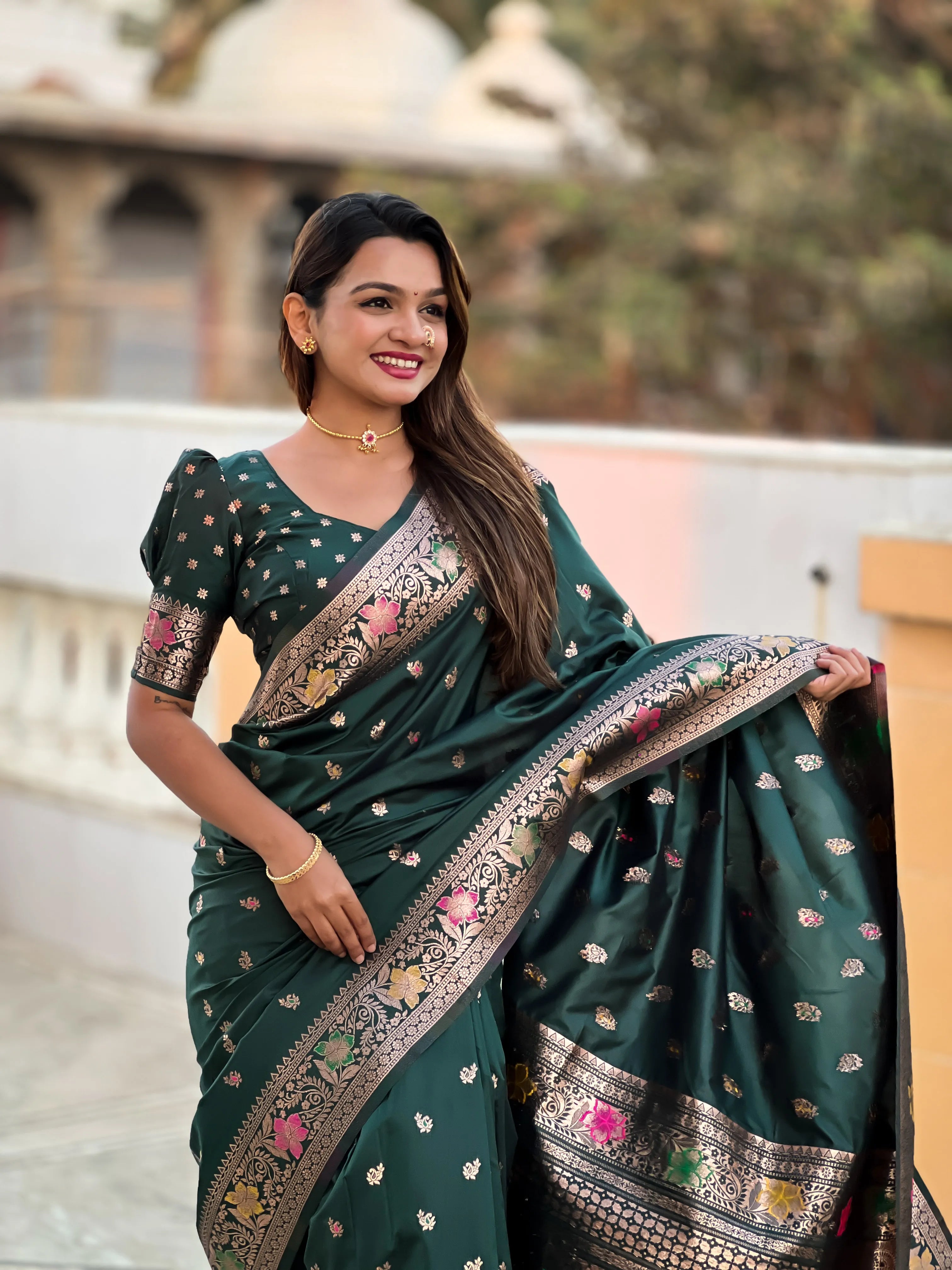 Soft Banarasi Silk Meenakari Saree