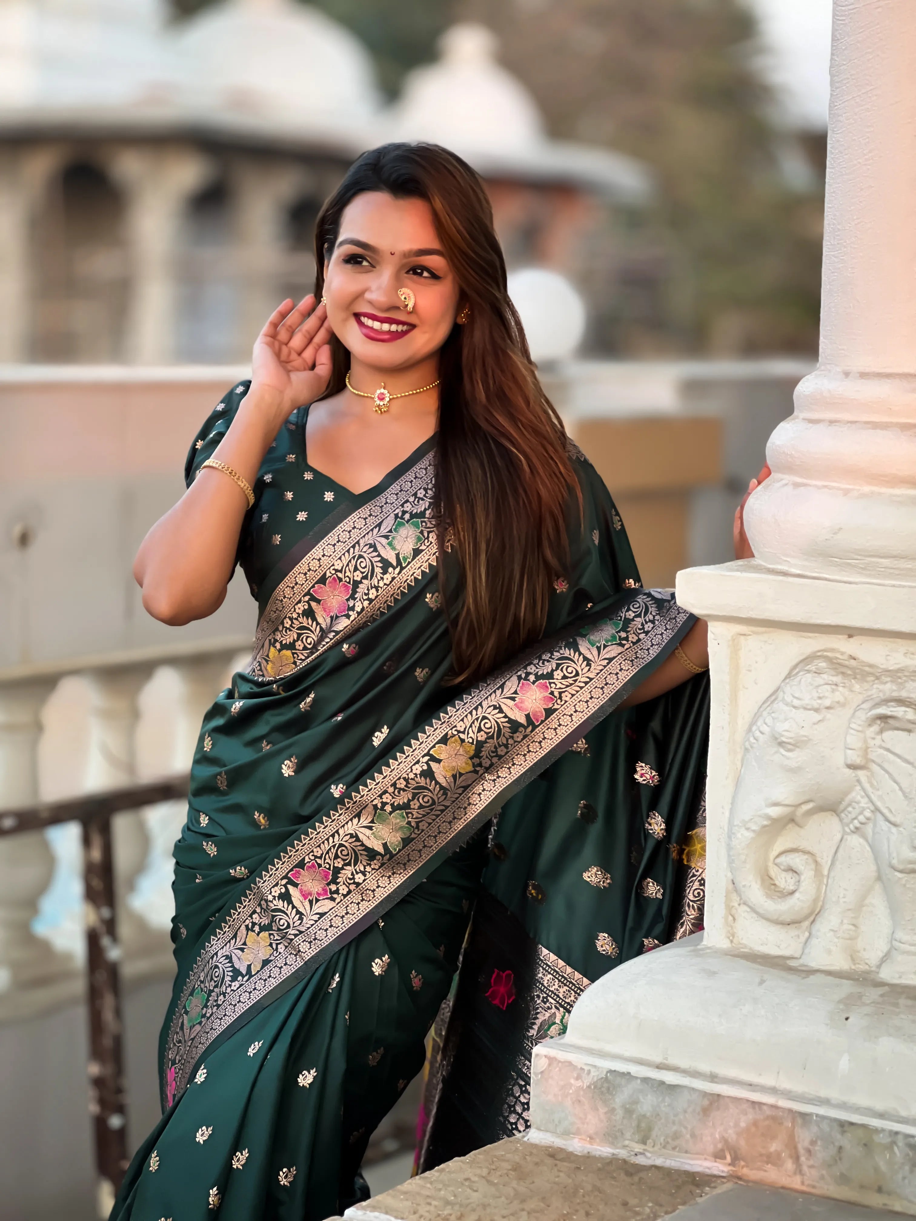 Soft Banarasi Silk Meenakari Saree