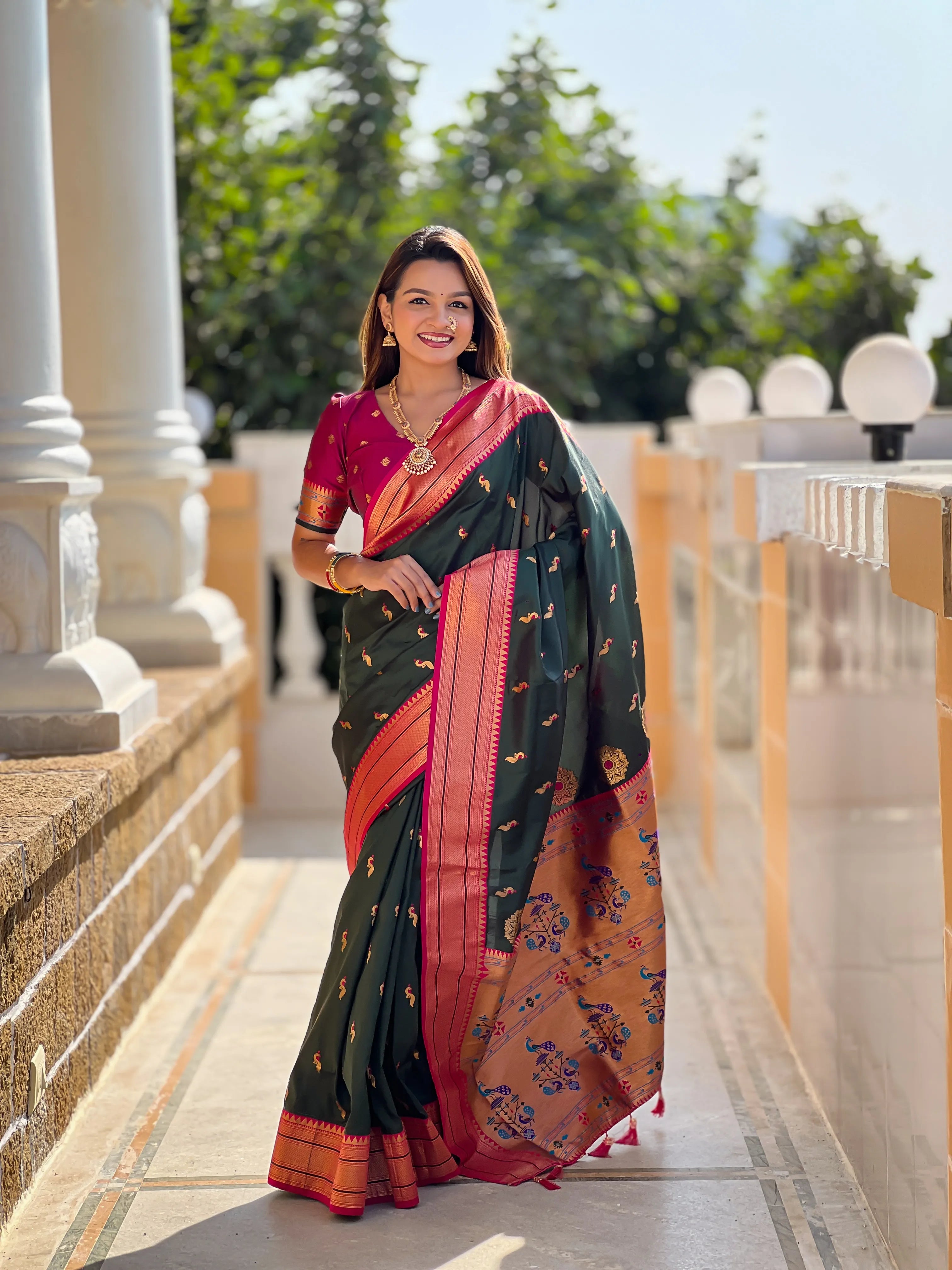 Peacock Paithani Soft Silk Saree