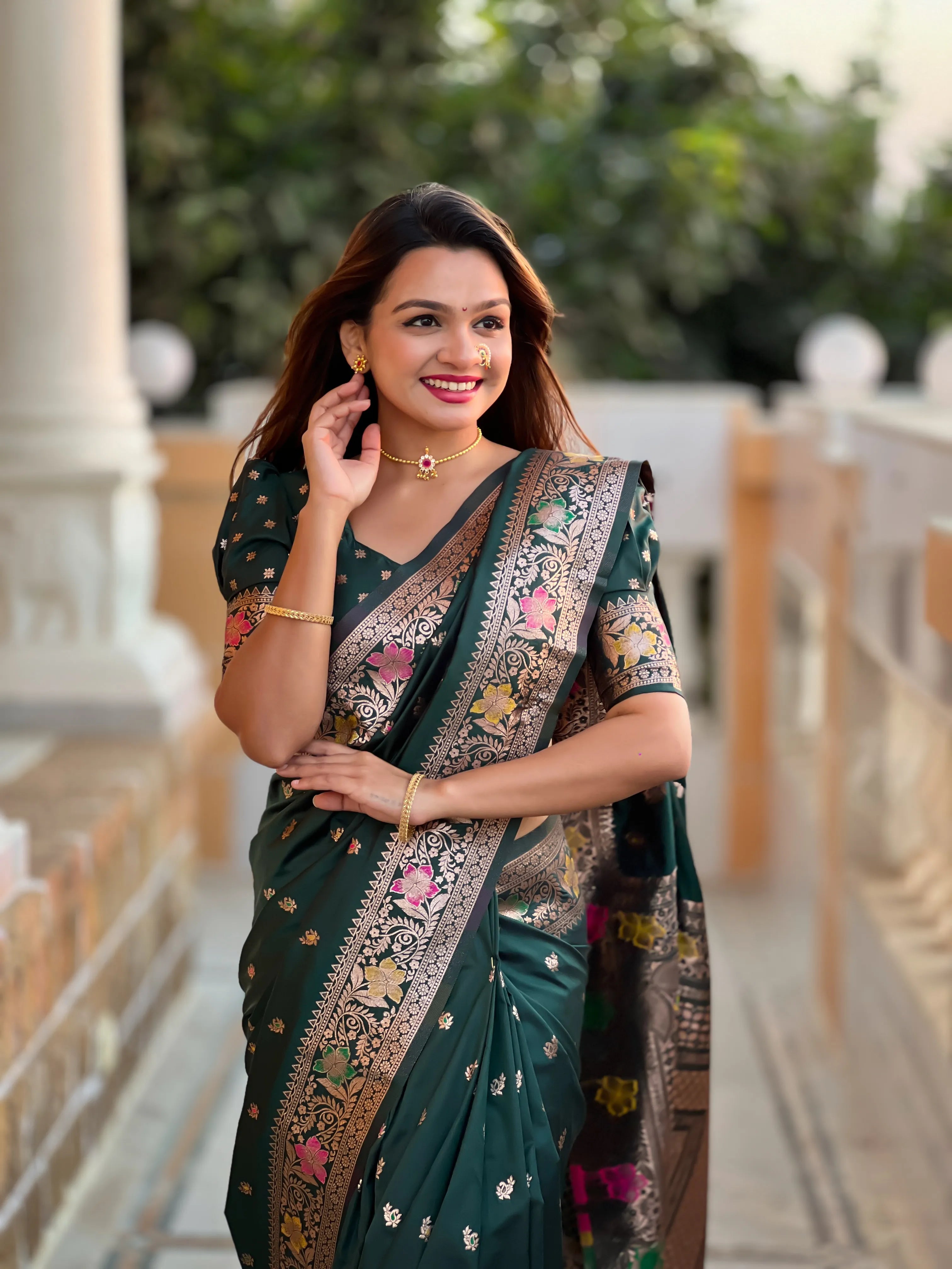 Soft Banarasi Silk Meenakari Saree
