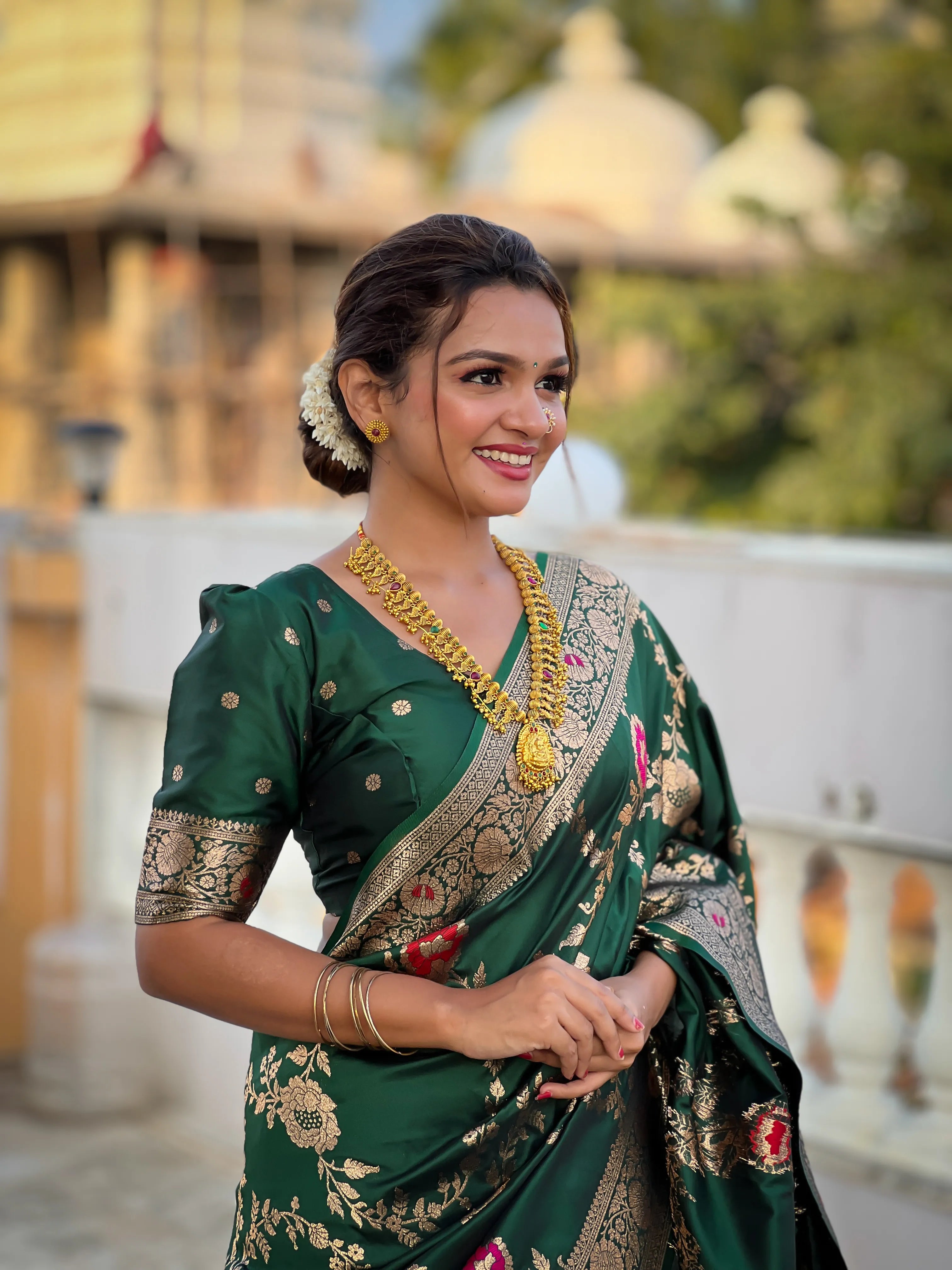 Soft Banarasi Silk Copper Zari Weaving Saree