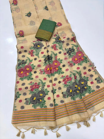 Soft Muga Cotton Jamdani Buttas Saree