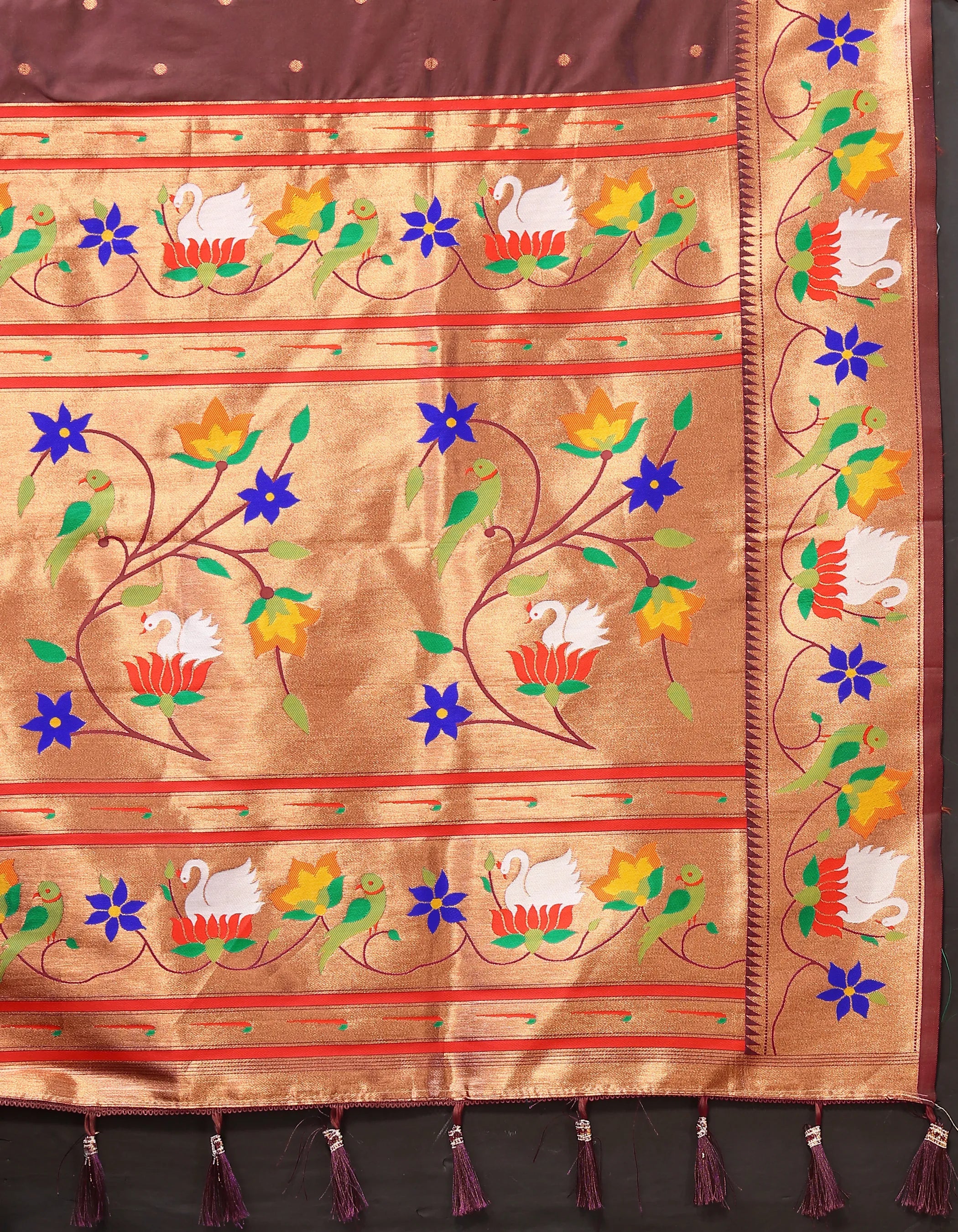 Soft Silk Meenakari Rajhans Lotus Pallu Zari Woven Saree (Product Code: AS-722)