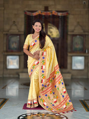 Soft Silk Meenakari Rajhans Lotus Pallu Saree