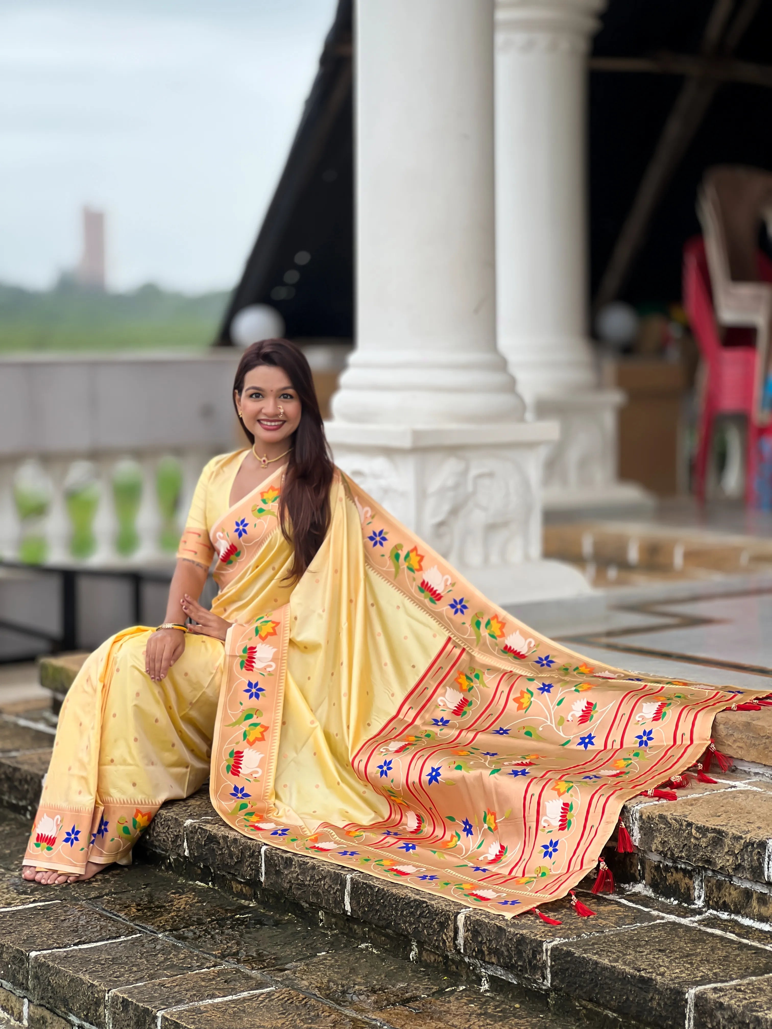 Soft Silk Meenakari Rajhans Lotus Pallu Saree